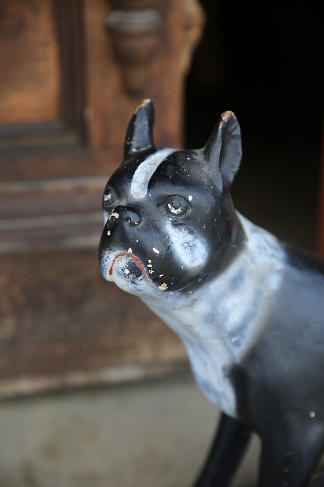 Antique Store Counter Display STEVENS Dog Food Bulldog Terrier Vintage Dog Sign