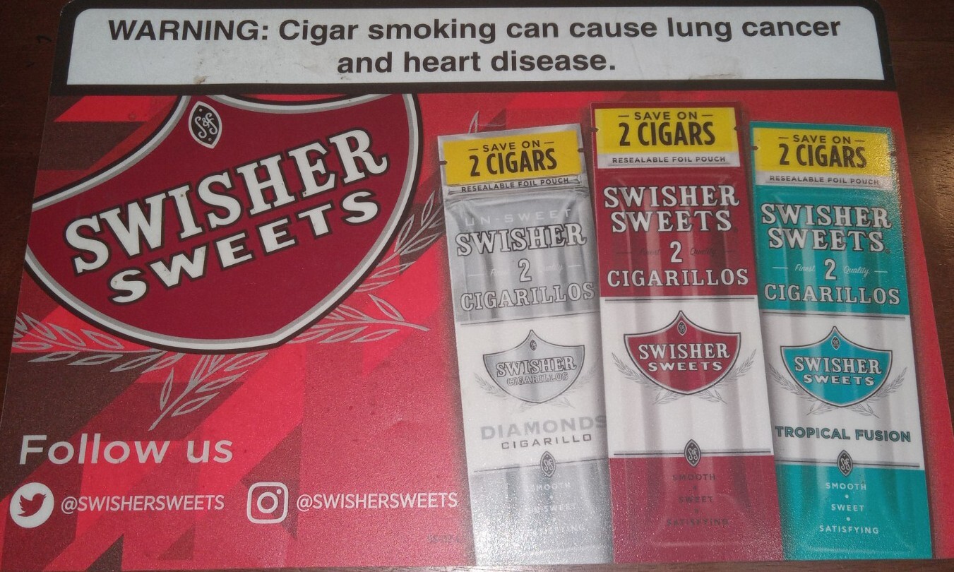 Swisher Sweet Cigarillos Store Counter Display Mat 10″x 15″ RARE! WOW! MAN CAVE
