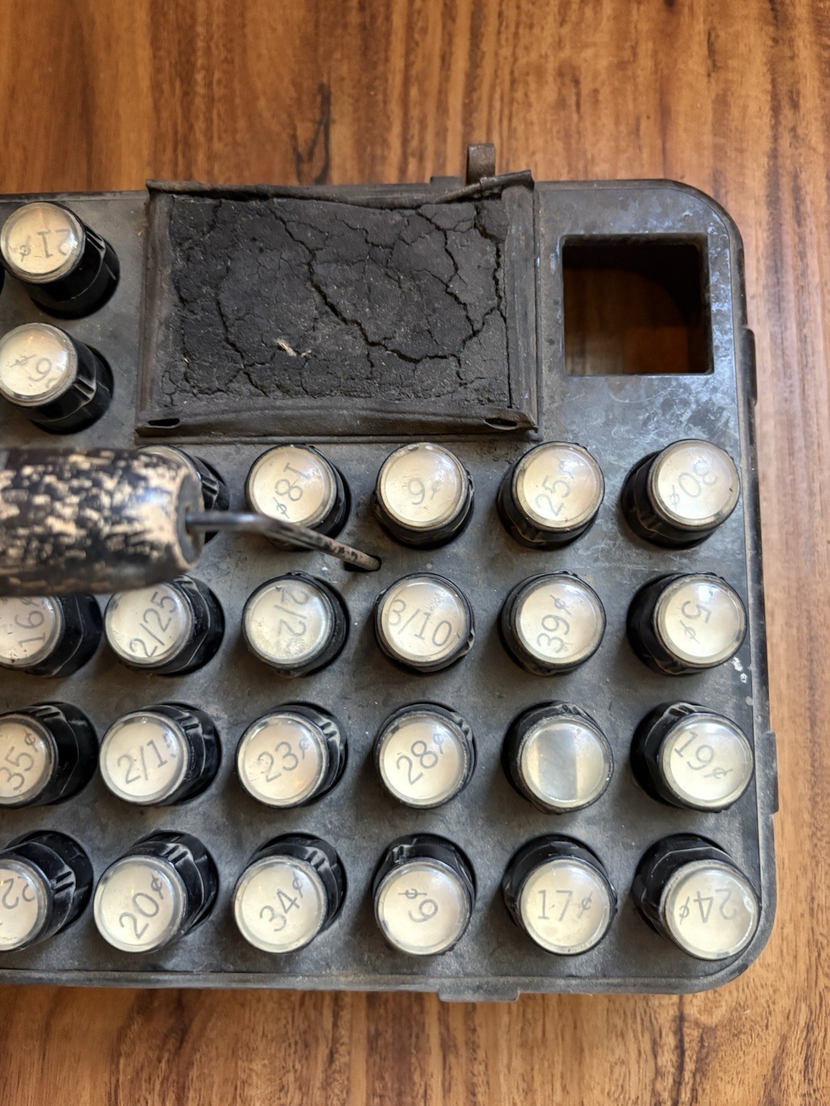 Vtg DUKE PRICING SET GROCERY STORE STAMPERS IN METAL TRAY Ronald K Duke Company