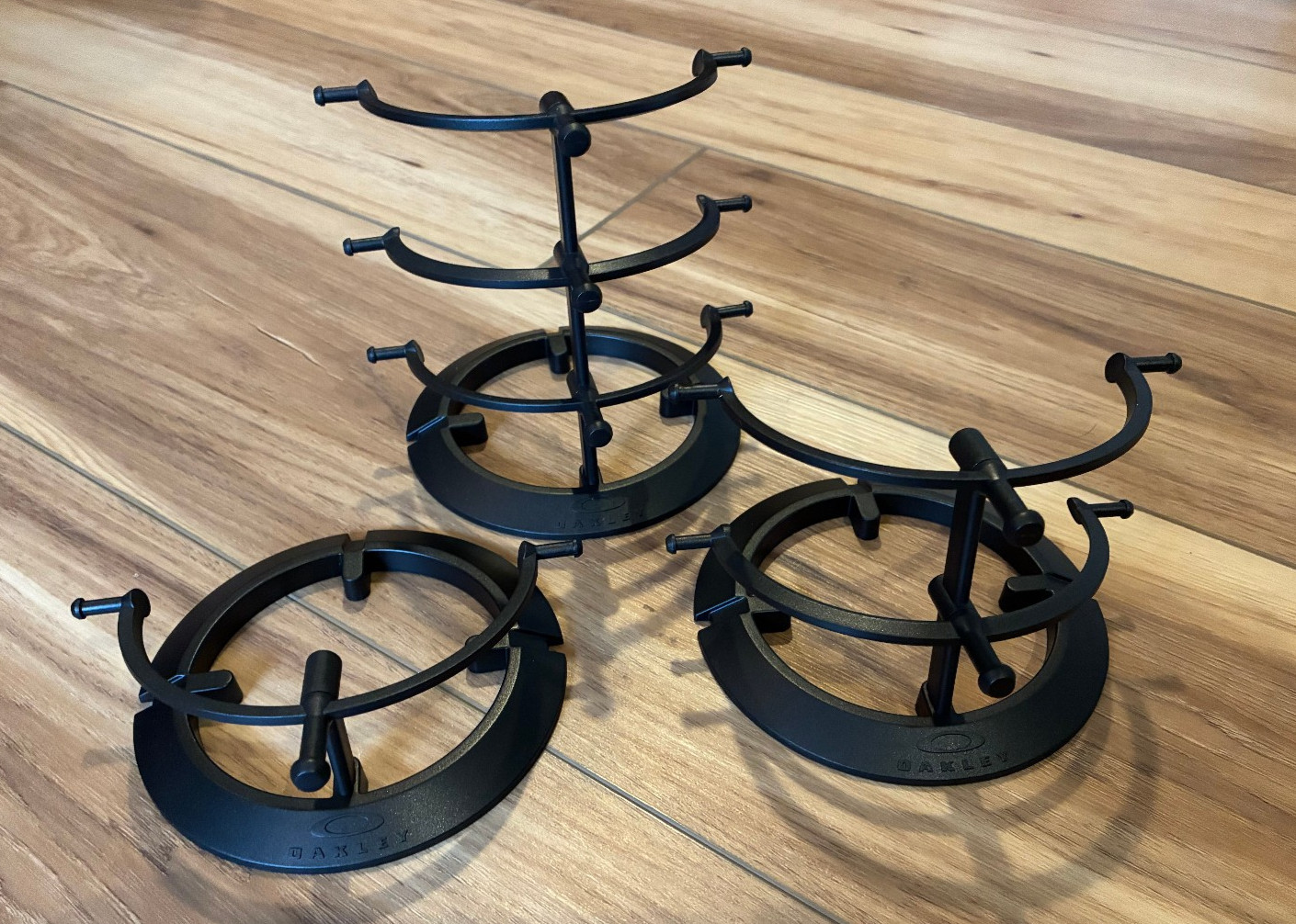 Set of Three Authentic Oakley Sunglass Holders – 3 / 2 / 1 tier each black