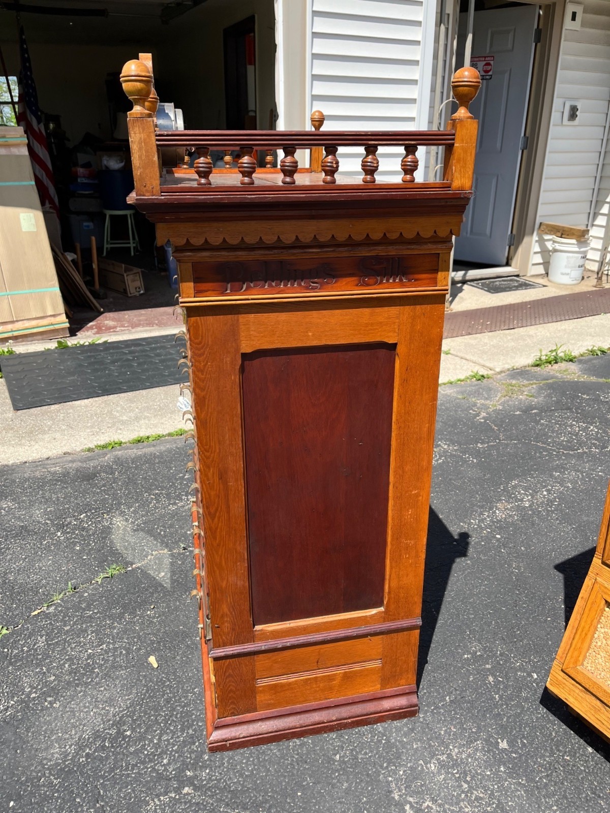 Original Antique 1900s Belding Silk Spool Country Store Advertising Cabinet