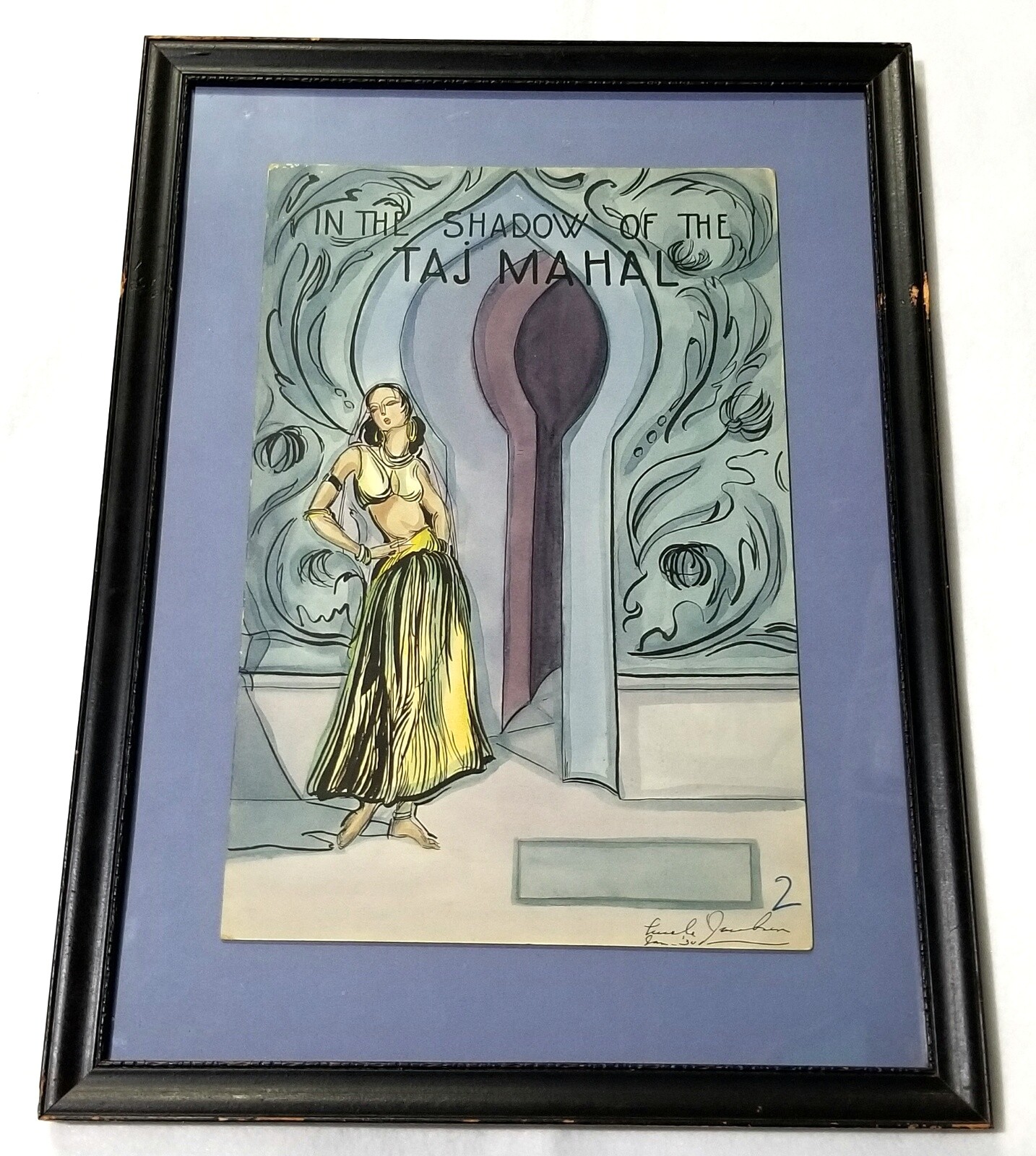 1930s Original Shadow of Taj Mahal Perfume Dept. Store sgned Counter Display Art