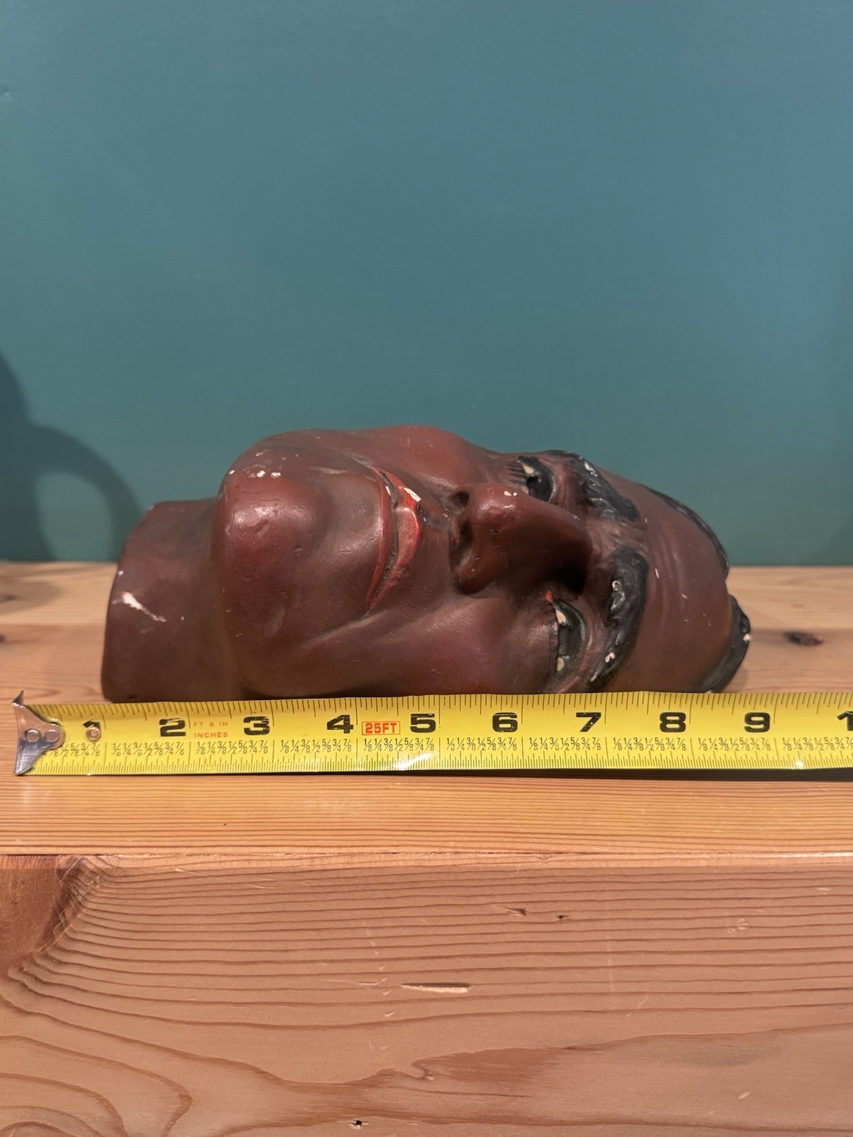 Antique c1900 Native American Indian Bust Cigar Shop Wall Display Chalkware