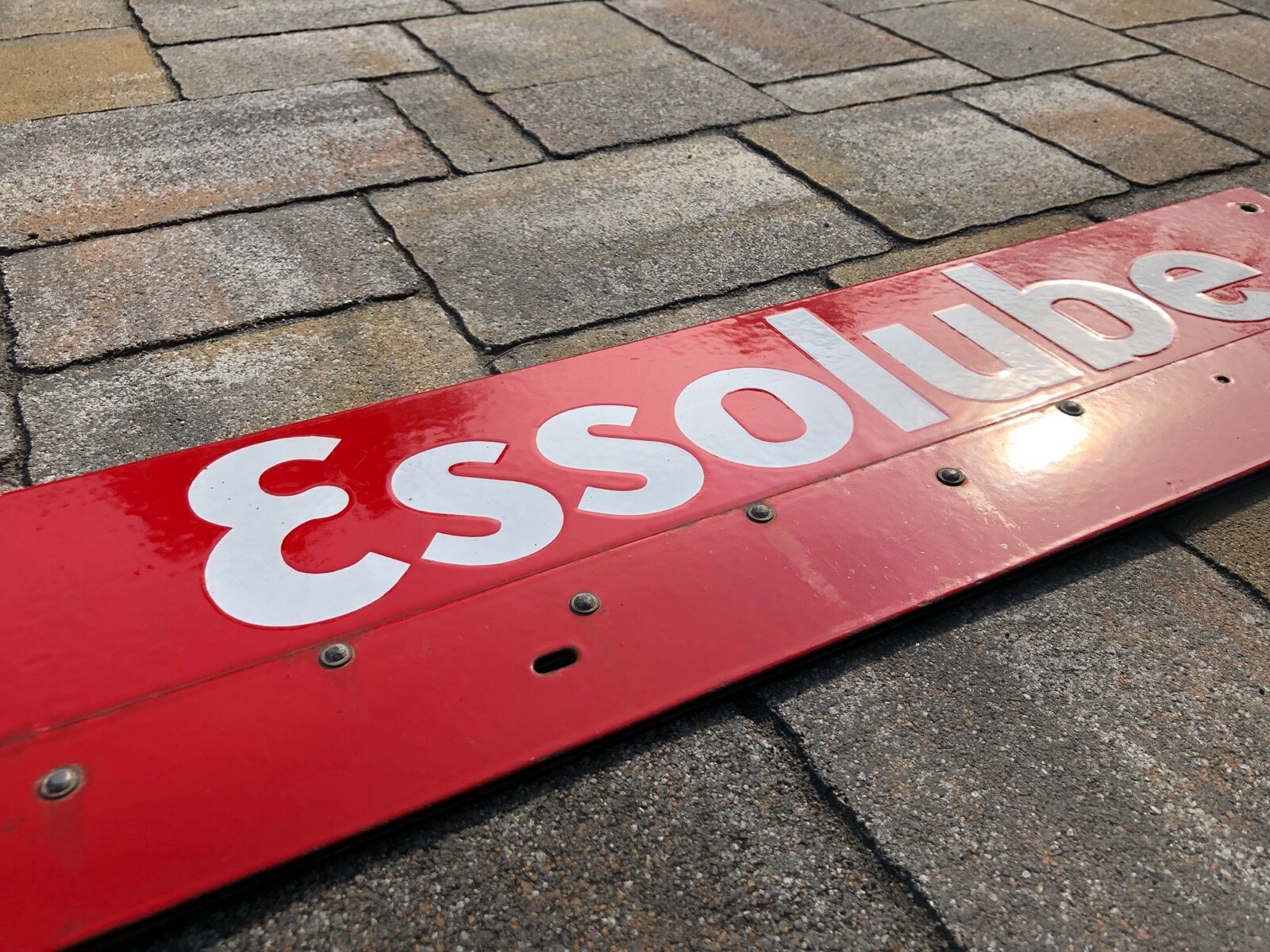 ANCIENNE PLAQUE EMAILLEE ESSO ESSOLUBE BIDON HUILE Motor Oil PUMPE TOLE OEL TOLE