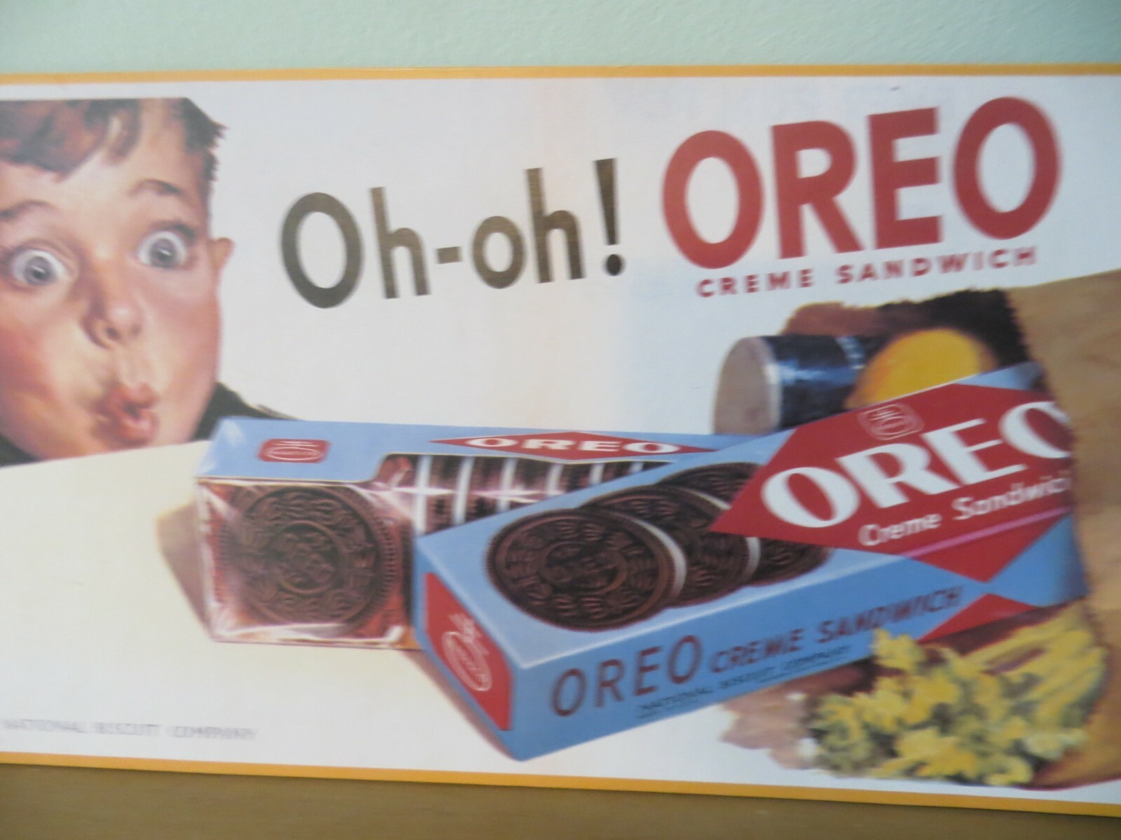 National Nabisco Co. Oh-oh OREO CREME SANDWICH COOKIE CARDBOARD SIGN 1991