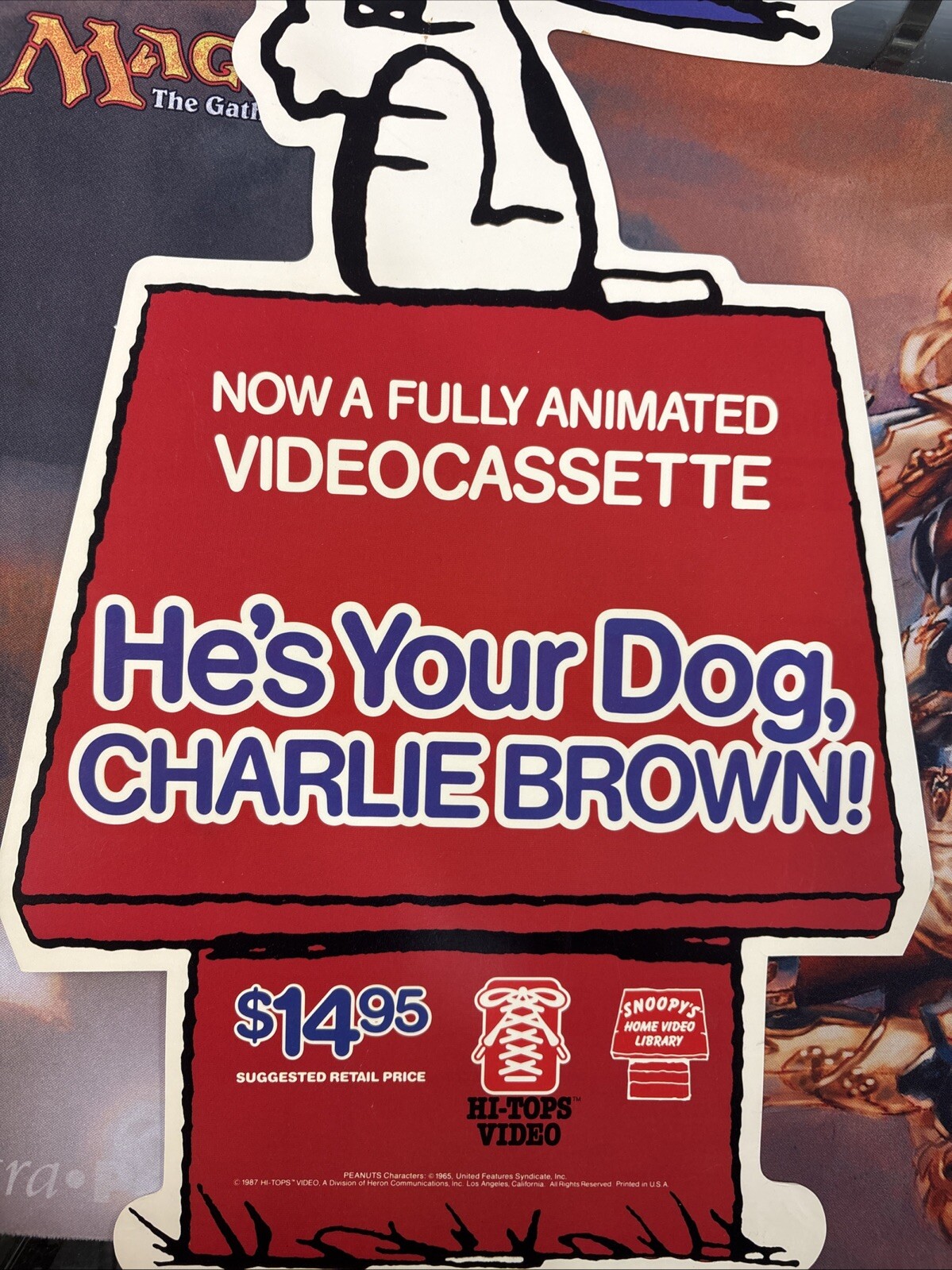 Snoopy He’s Your Dog Charlie Brown Mobile Display Hi-Tops Video 1987 10×19
