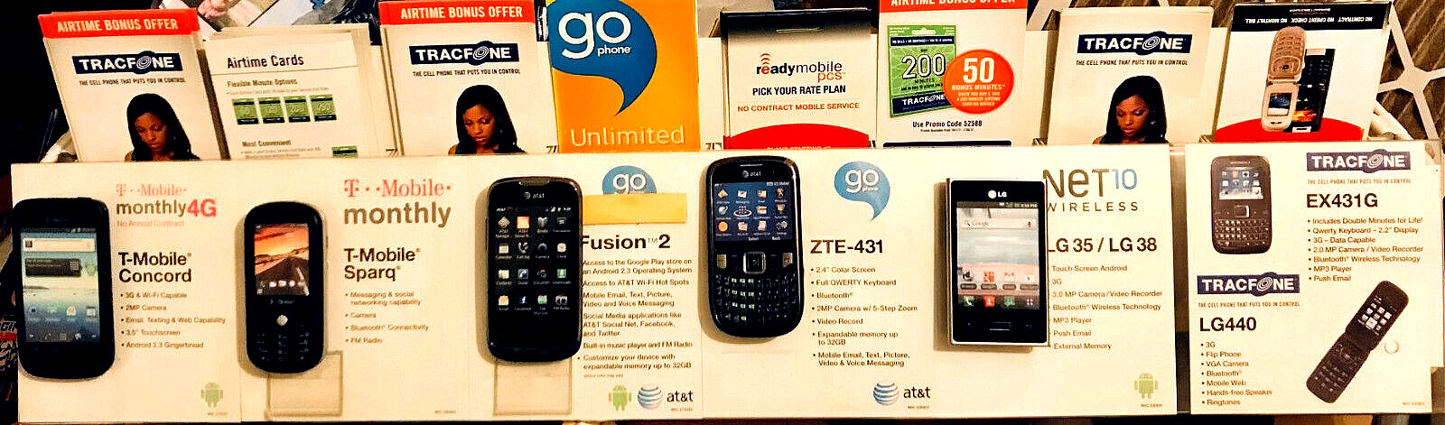 Vintage Plexi Cell Phone Store Display Motorola LG ZTE Tracphone T-Mobile ATT