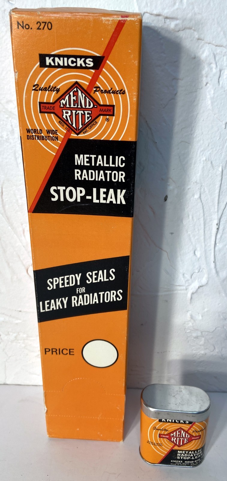 Vintage Knicks Mend Rite Metallic Radiator Stop-Leak Seals NEW NOS display FULL