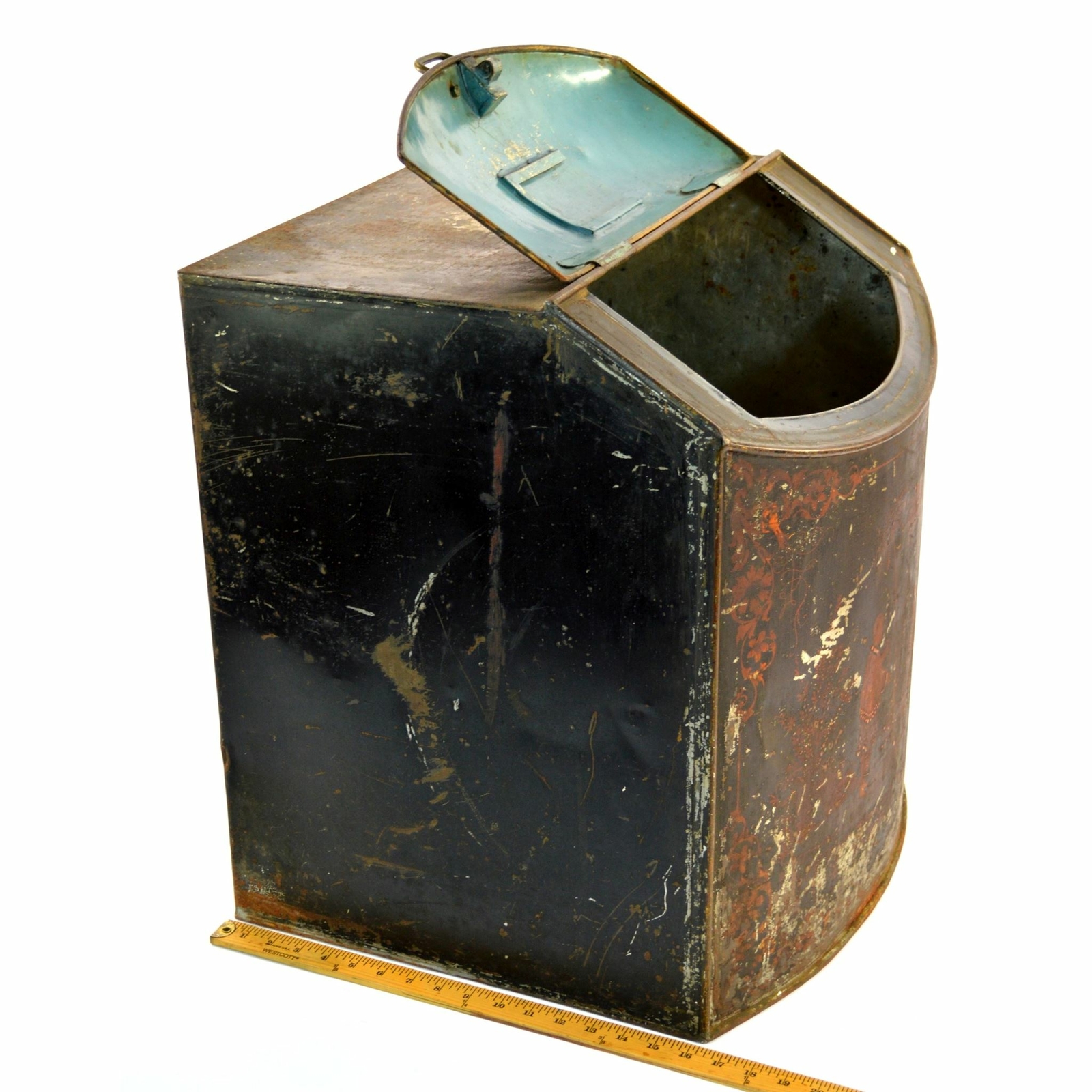Antique “BELFAST CEYLON” TEA BIN Japanned & Litho LARGE STORE CONTAINER So Rare!