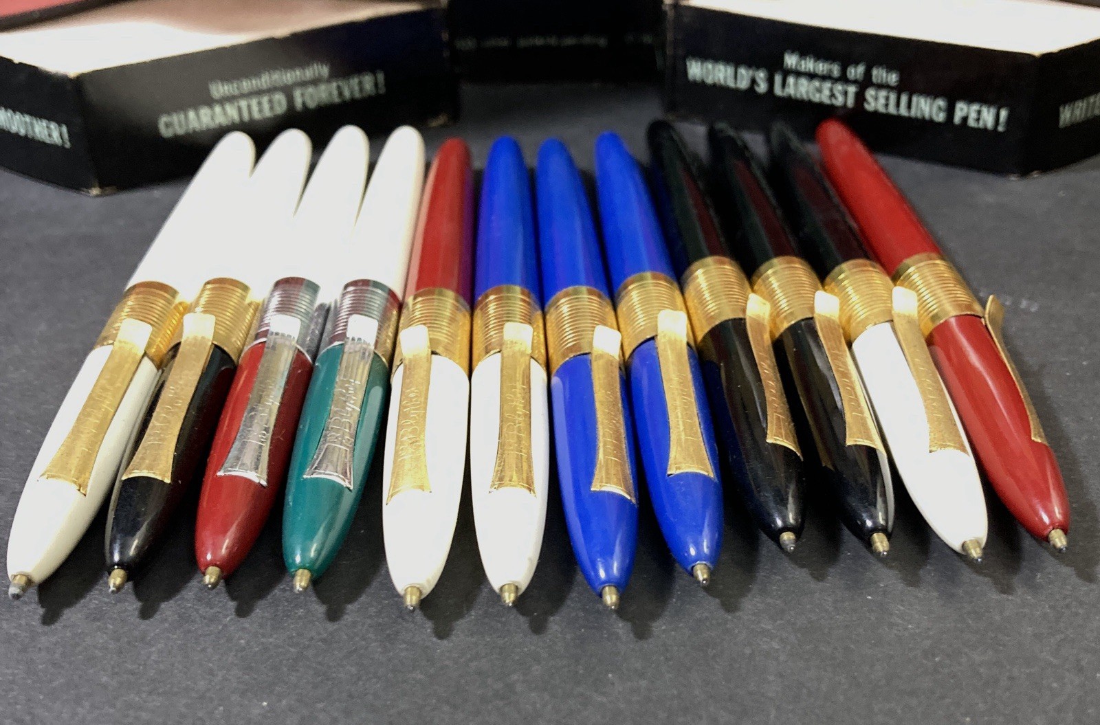 Vtg MCM 1954 BB “The Blythe AUTOMAGIC Pen” Trifold Store Display w 12 PENS (dry)