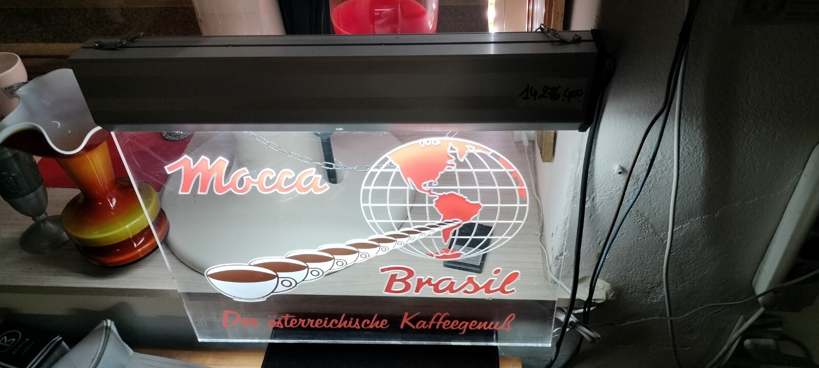 Very Rare Coffee Mocca Brasil Advertising Light Sign Table Working