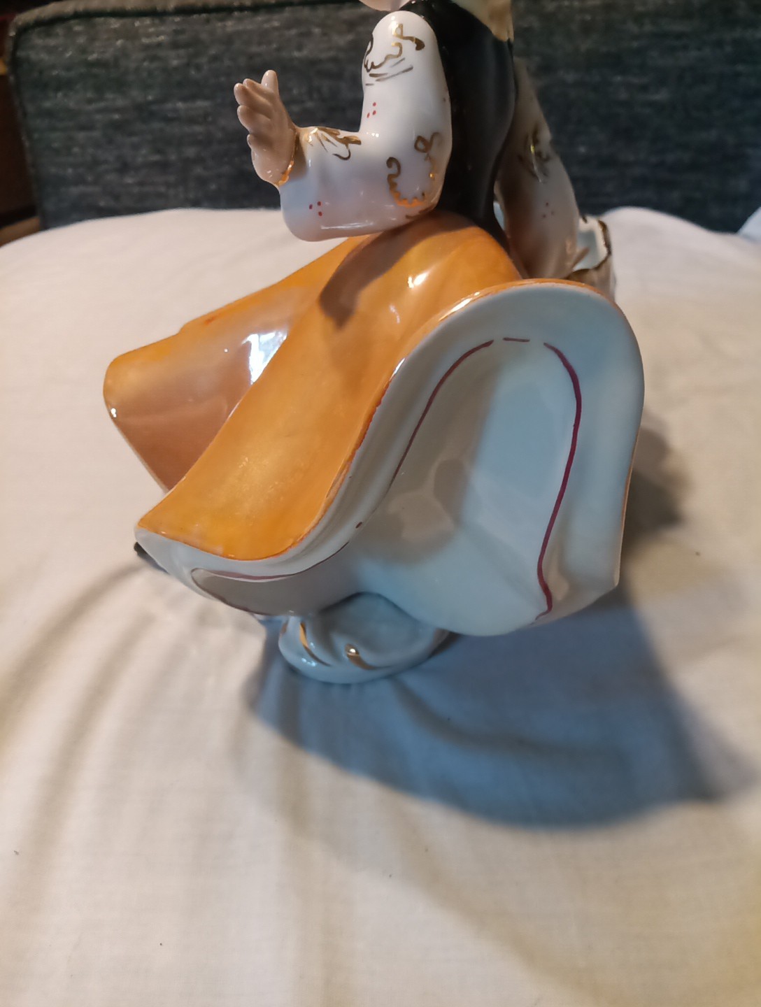 G.Guardi Italy Orange Capodemonte Girl Orange Planter Figure …14…