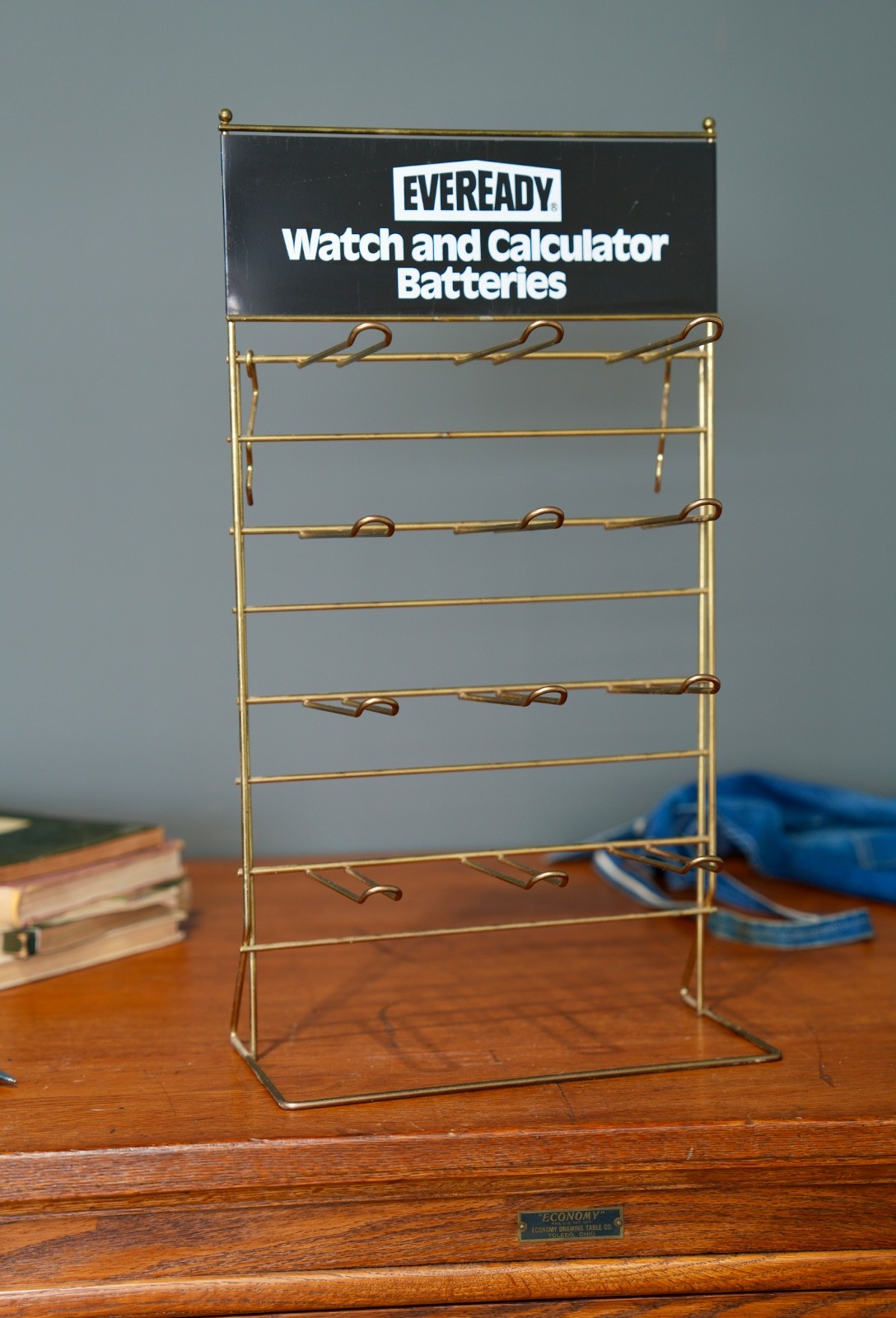 Vintage Eveready Calculator Watch Battery Store Display Rack Metal Countertop