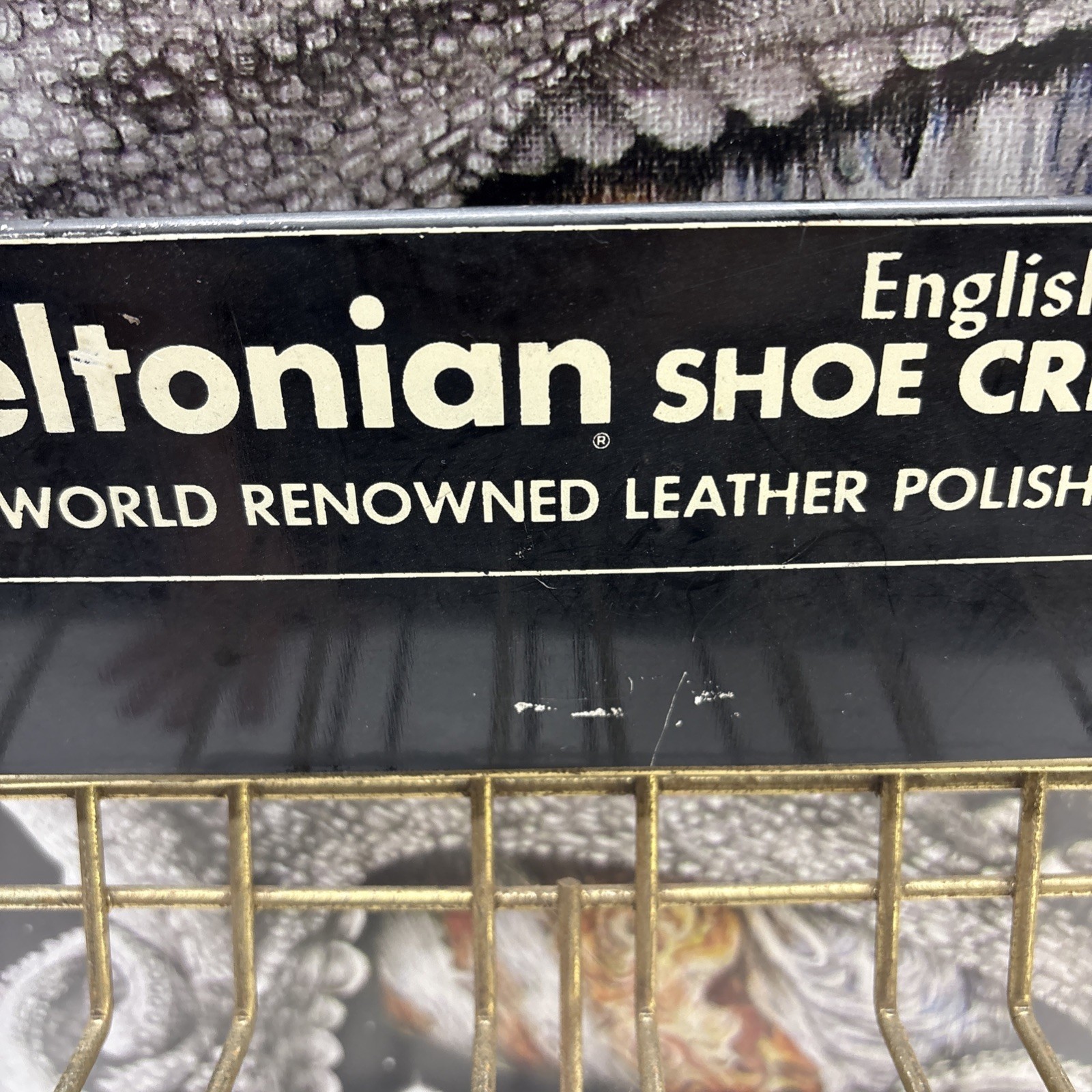 Vintage Meltonian English Shoe Cream Store Counter Display Rack Leather Polish