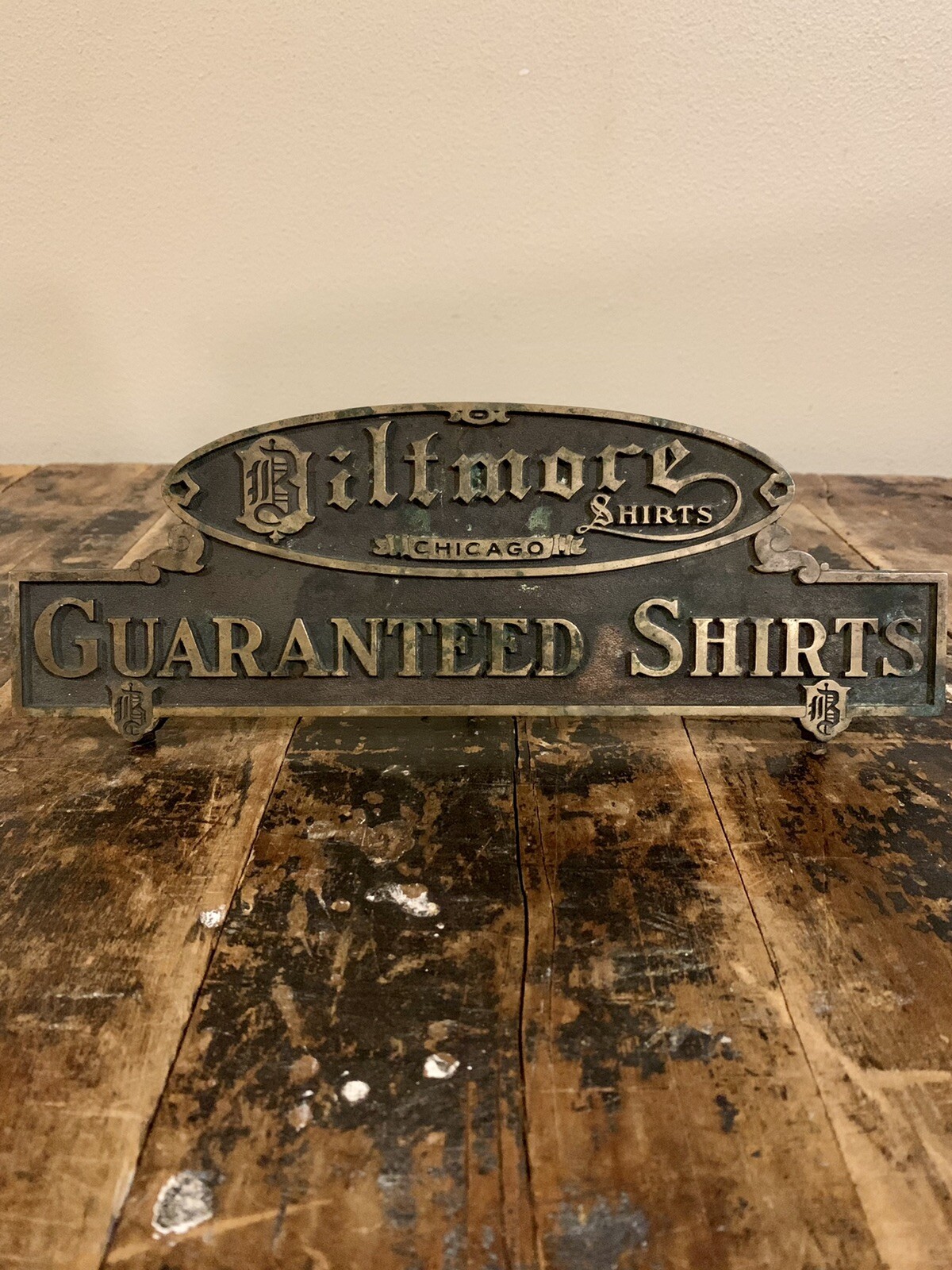 Vintage Brass Biltmore Chicago Shirts Store Counter Advertising Display