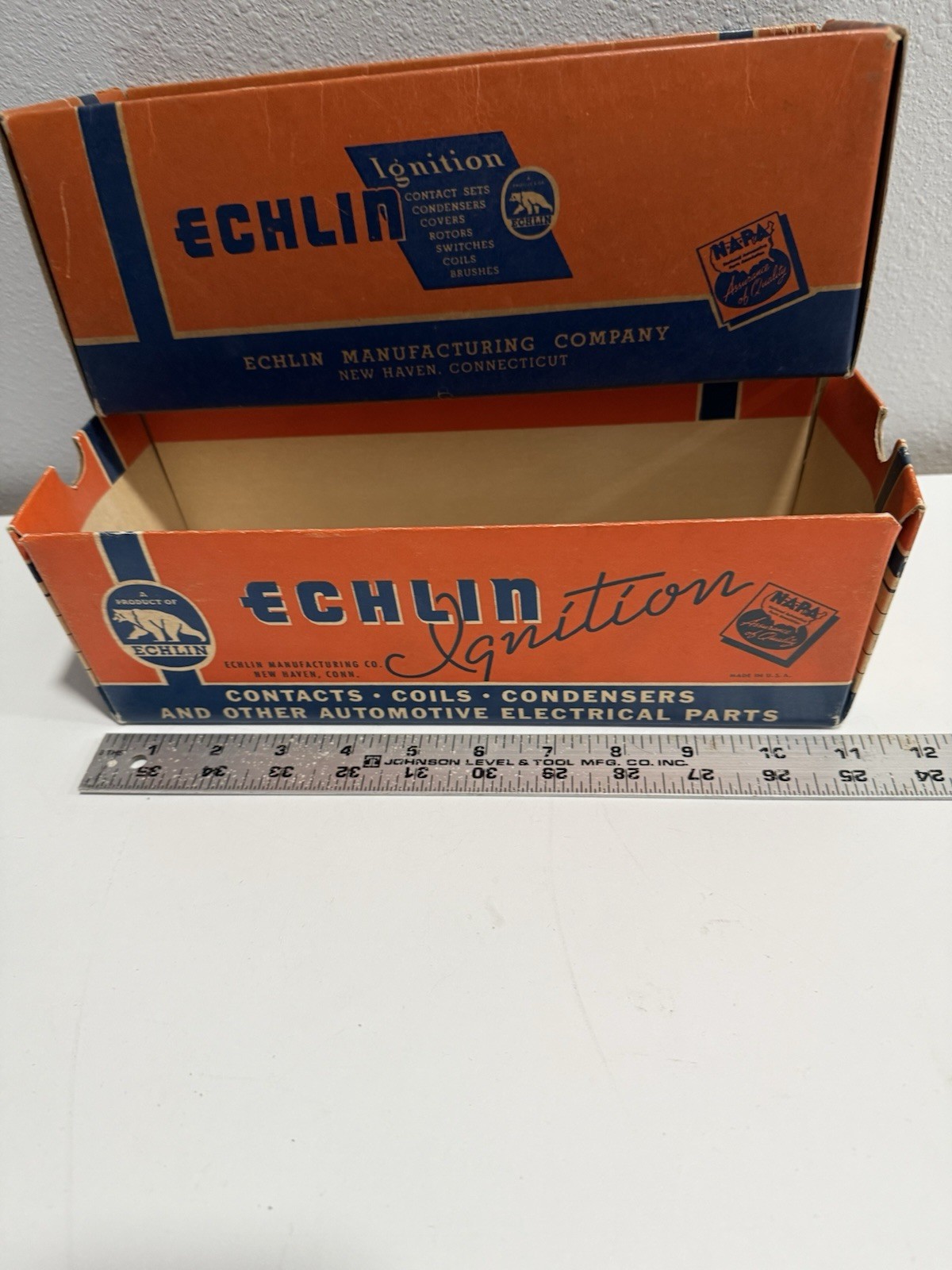 VINTAGE NAPA ECHLIN AUTOMOTIVE PARTS CARDBOARD STORAGE STORE DISPLAY BIN