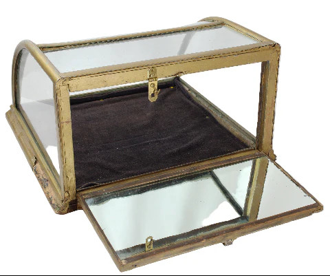 Antique Large Curved Glass Countertop Display Case