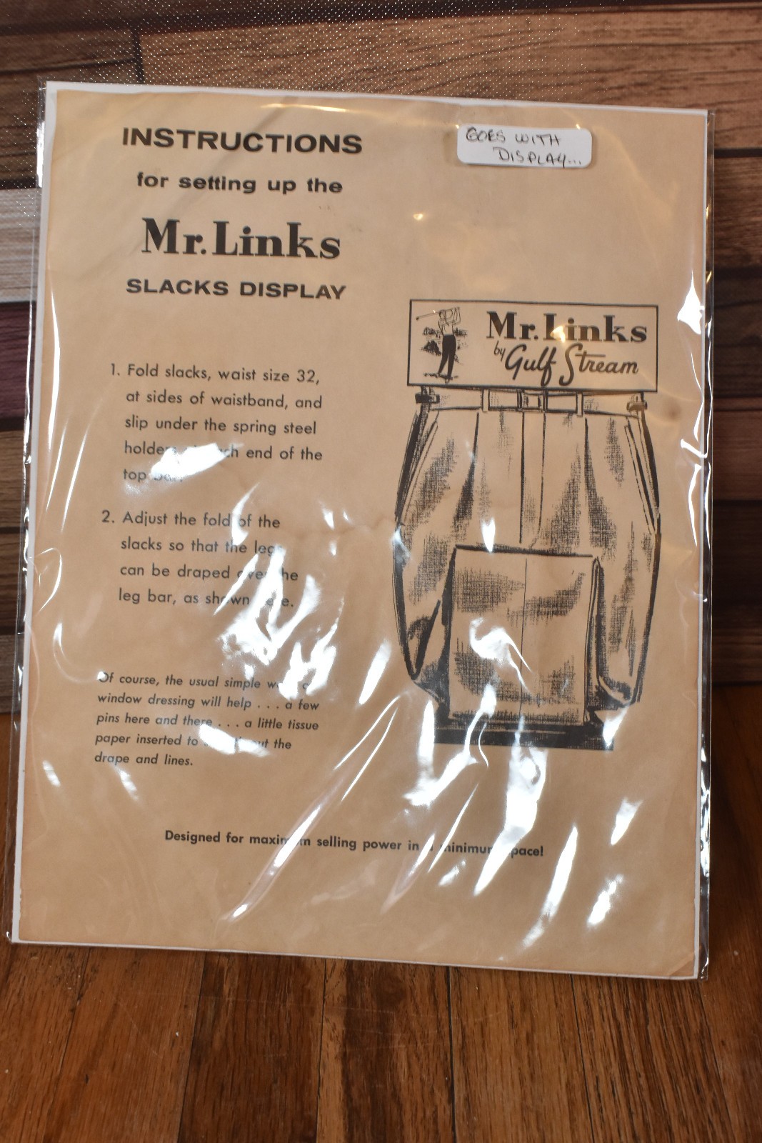 Vintage Mr Links Gulf Stream Golf Slacks Counter Advertising Display Sign Stand