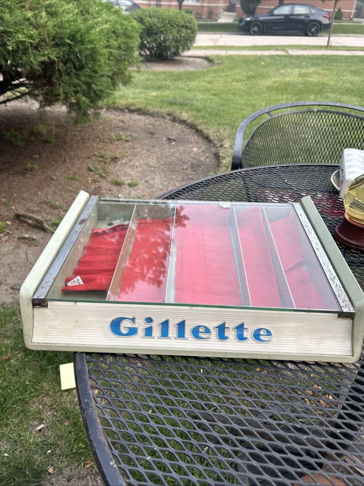 VINTAGE RARE 1956 Gillette countertop store display case w/ Glass Top