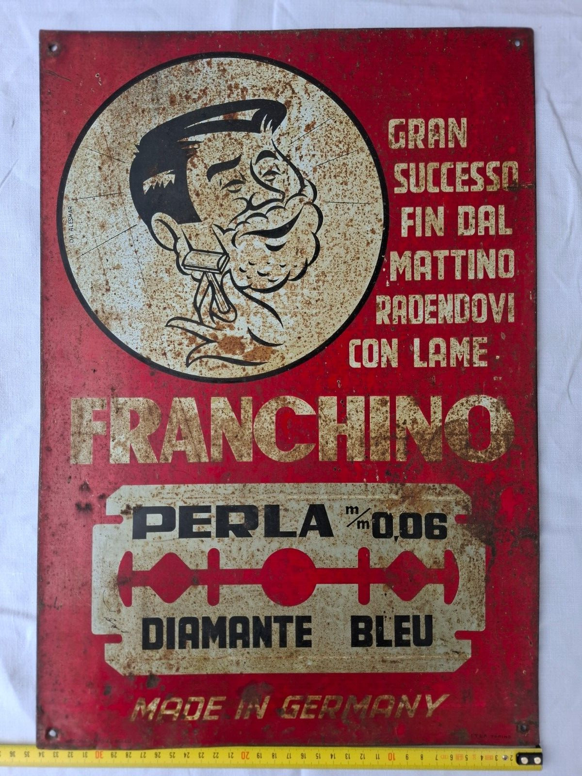 VINTAGE ADVERTISING SIGN FRANCHO BLADE FOR SAFETY RAZOR 1920 ORIGINAL