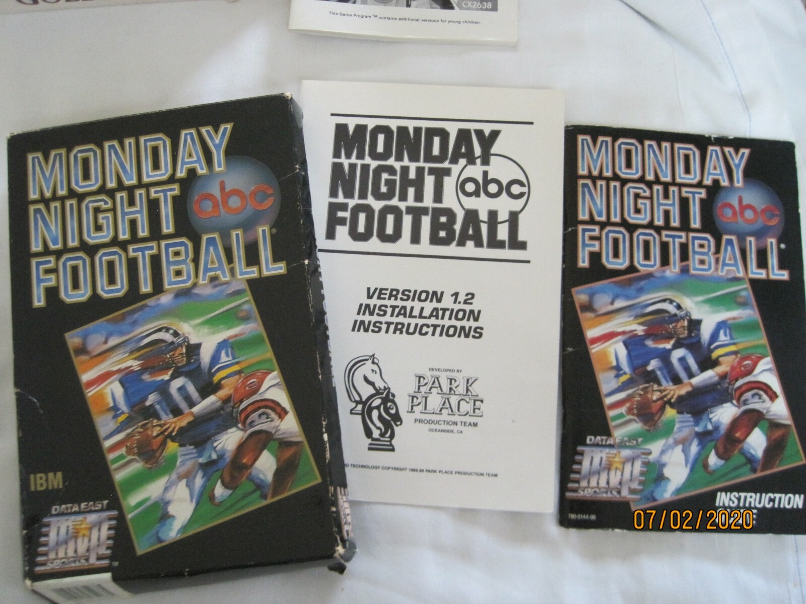 ABC Monday Night Football IBM Vintage 1989 Original box, 3 Manuals, six disks