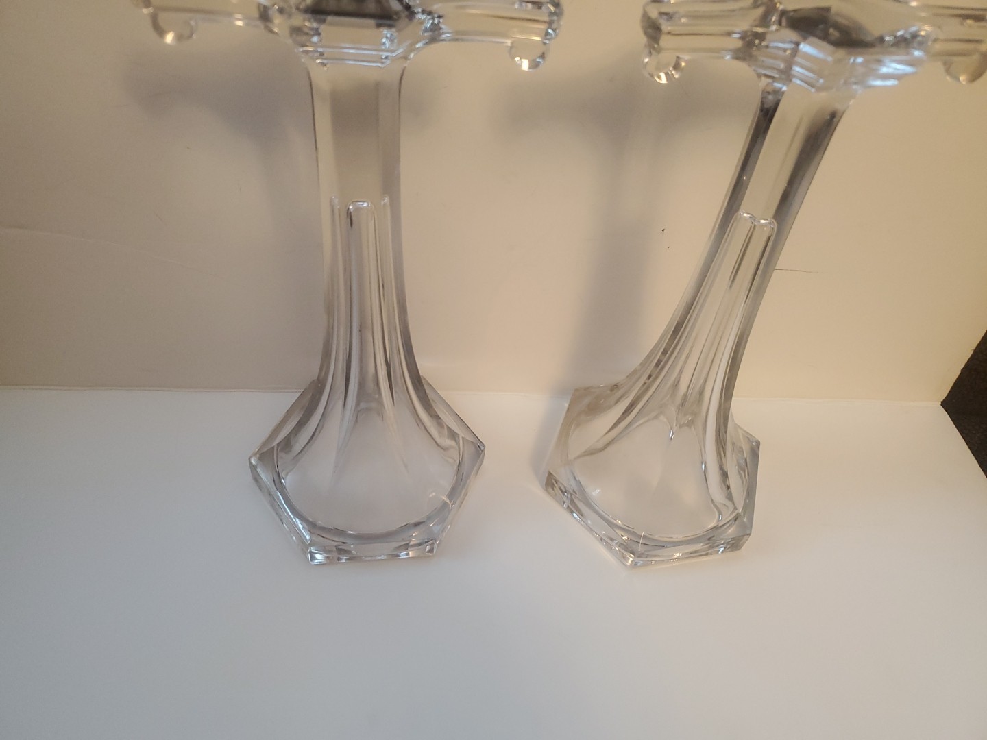 Pair Of 12″ Clear One Piece Glass Apothecary Shelf Riser/support Store Display