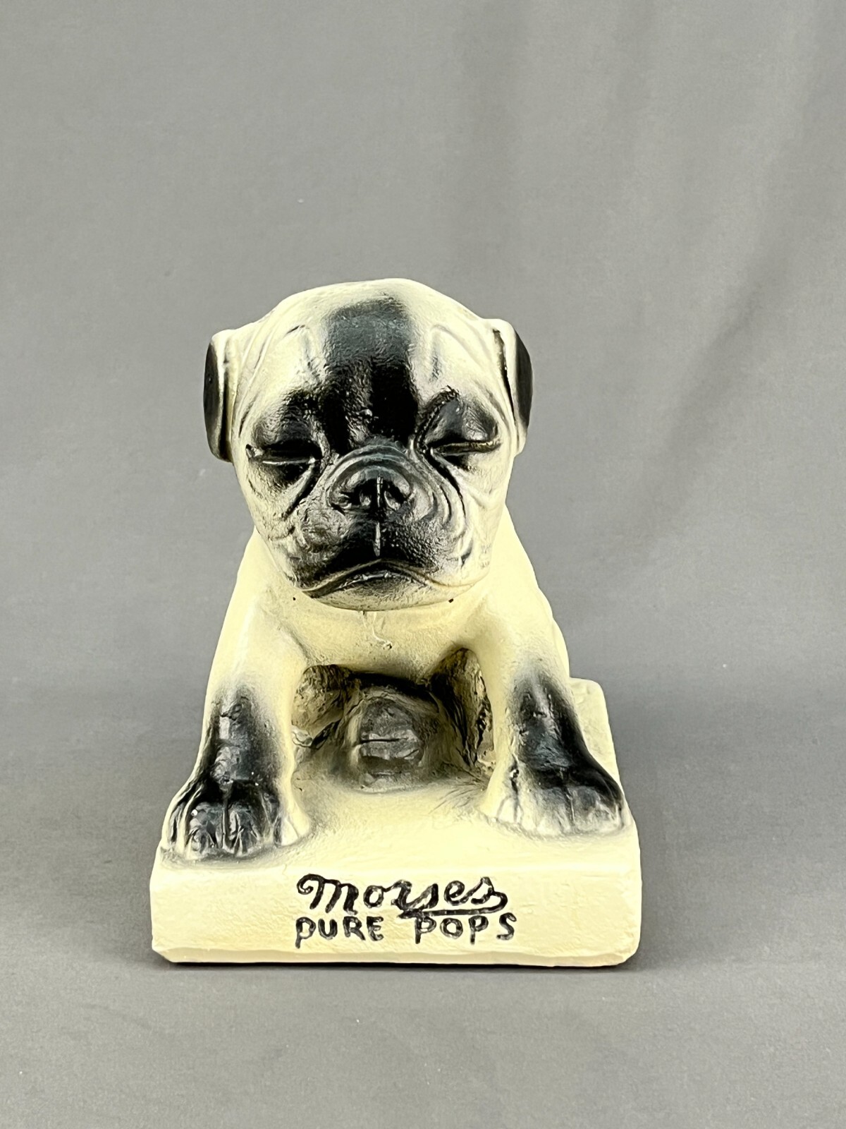 Vintage Morses Pure Pops Bulldog Chalkware 7″ Candy Store Countertop Display (A)