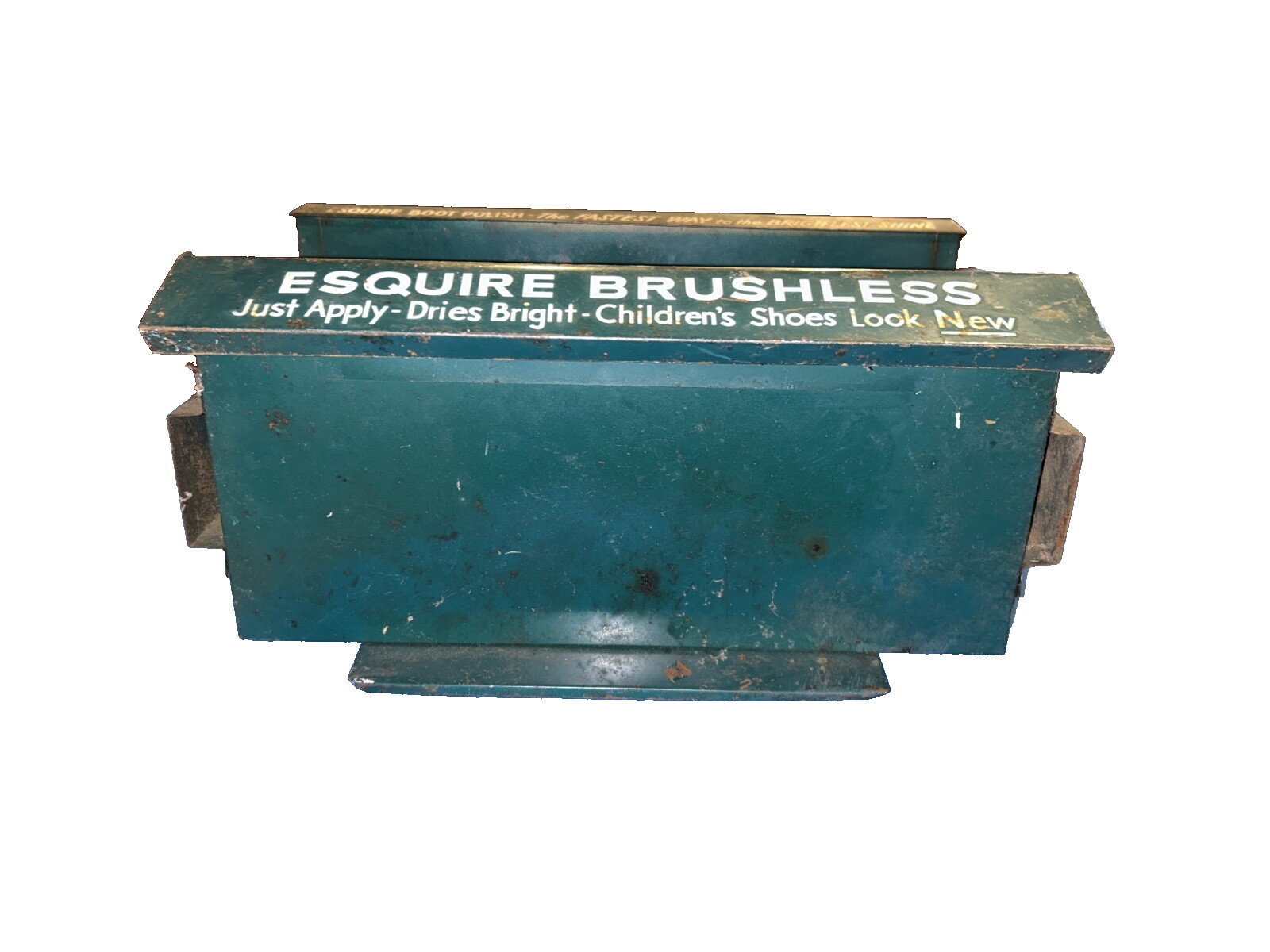 Esquire Brushless Shoe Polish Arthur Godfrey Store Counter Metal Display 1950s