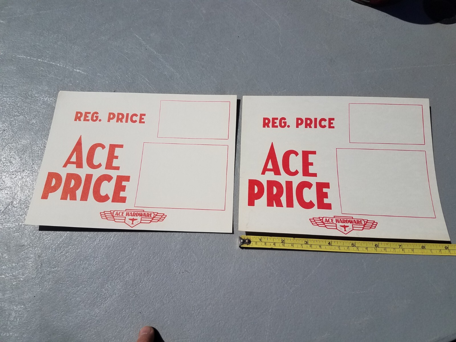 NOS c. 1960s Ace Hardware Price Sign Display Signs Lot of 2