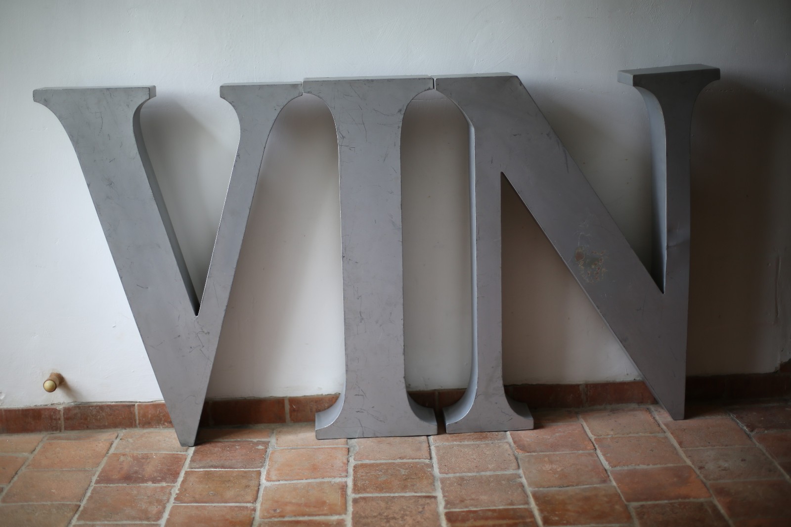 Large French Wine Sign Mid Century Aluminum VIN Letters Vintage Industrial Pub