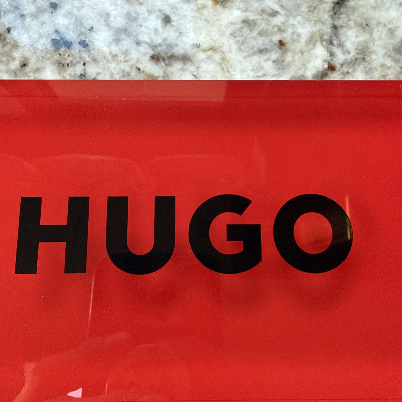 HUGO HUGO BOSS LOGO DISPLAY UNIT IN RED PLEXIGLASS