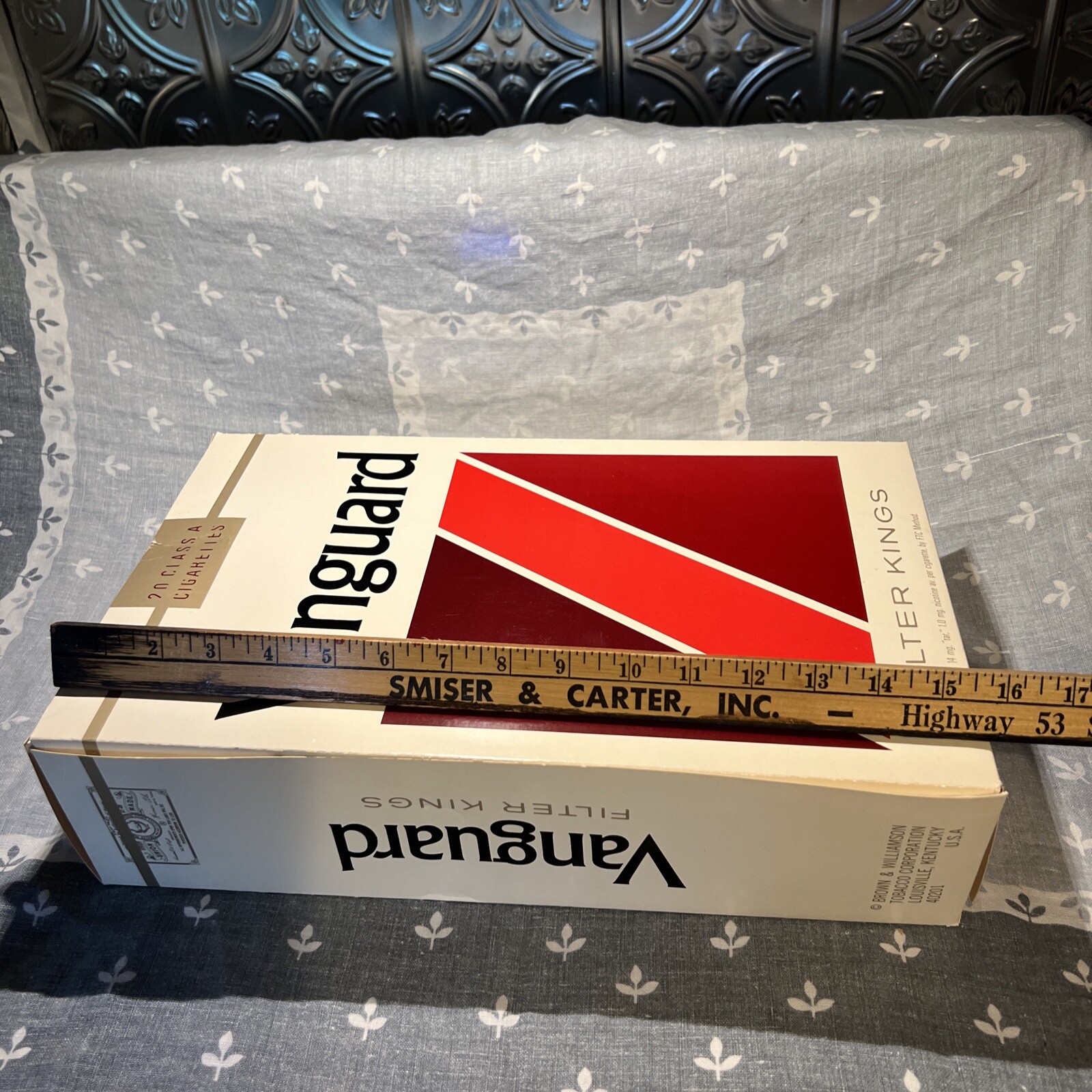 Rare Vtg 1973 Vanguard Cigarette Pack Cardboard Advertising Unused Store Display
