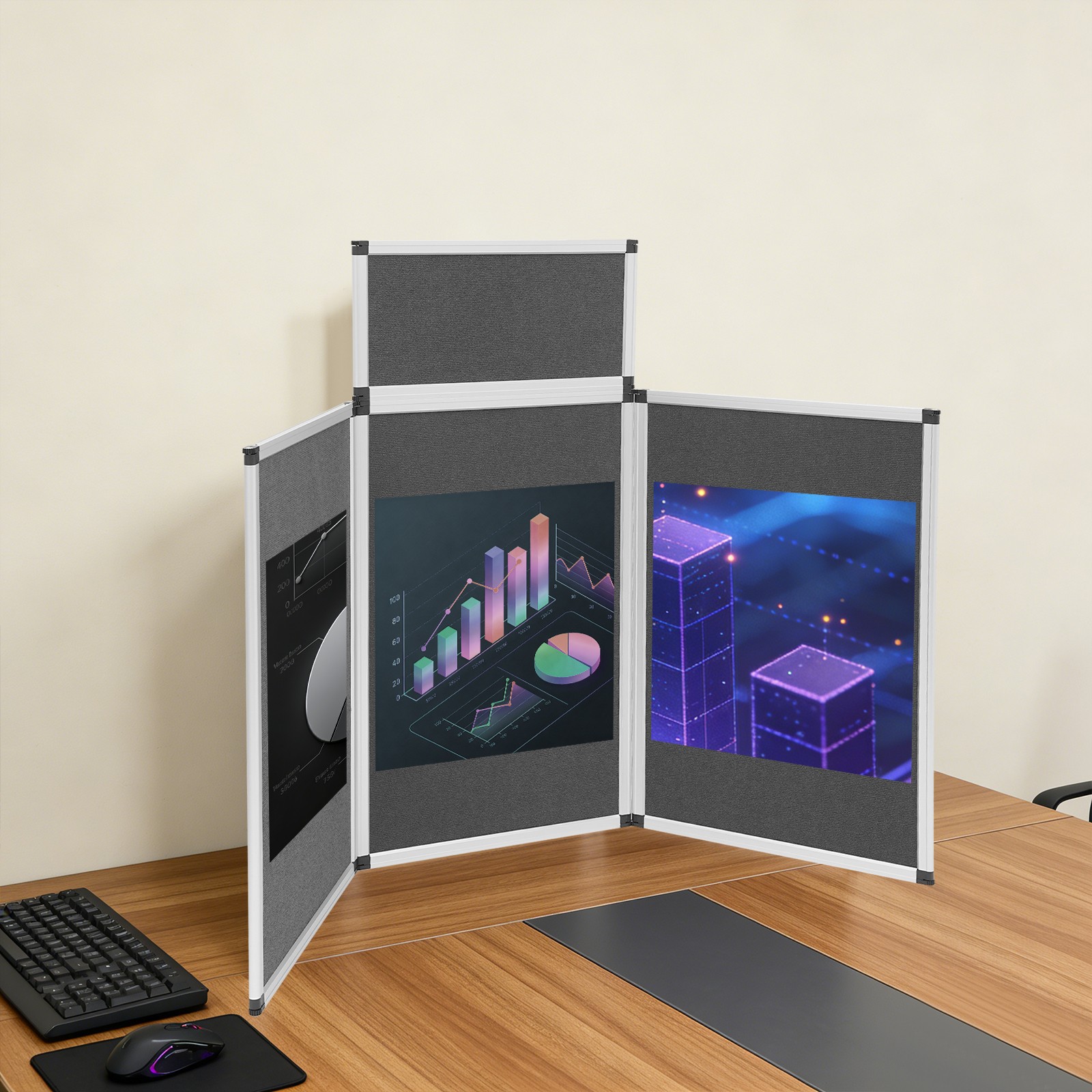 Modern Trifold Poster Display Board 3+1 Folding Display Board with Carry Bag