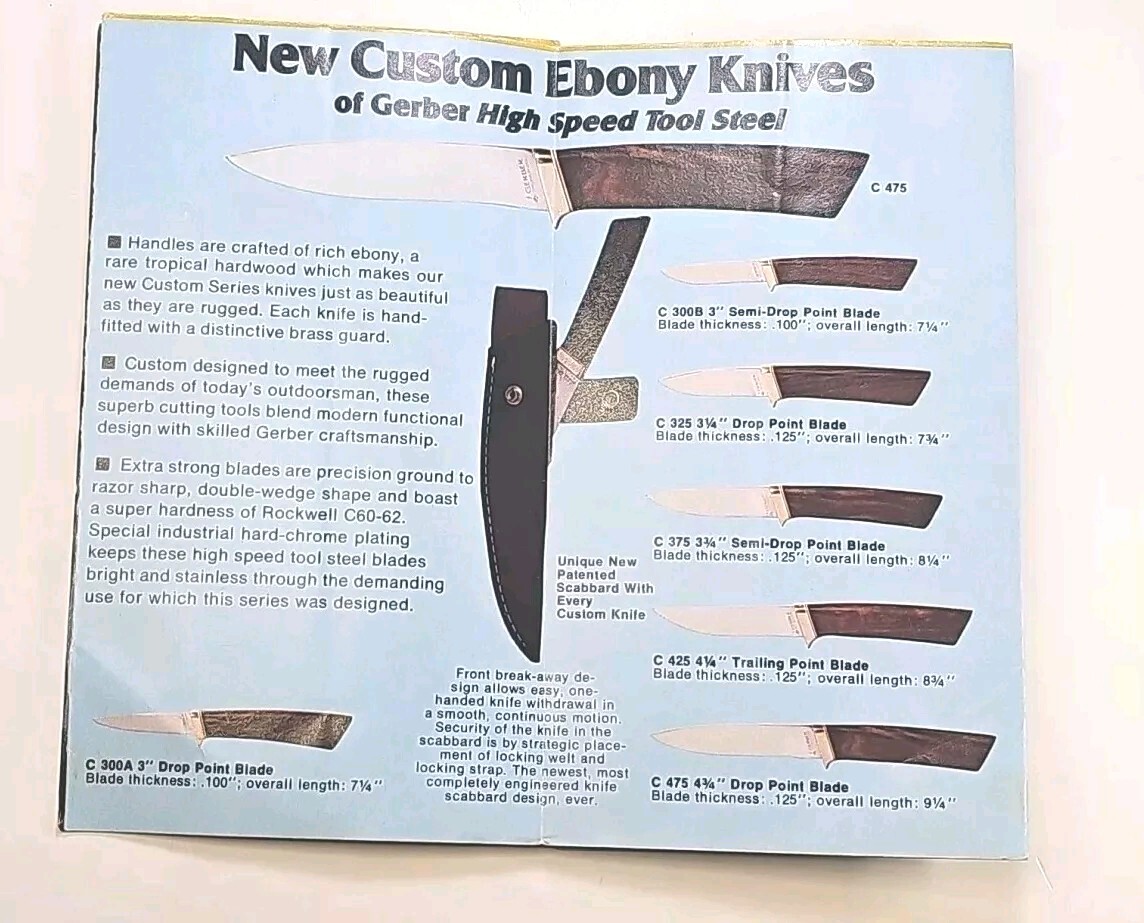 Vintage 1970’s Gerber Sportsmen’s Knives Knife Store Salesman’s Pamphlet
