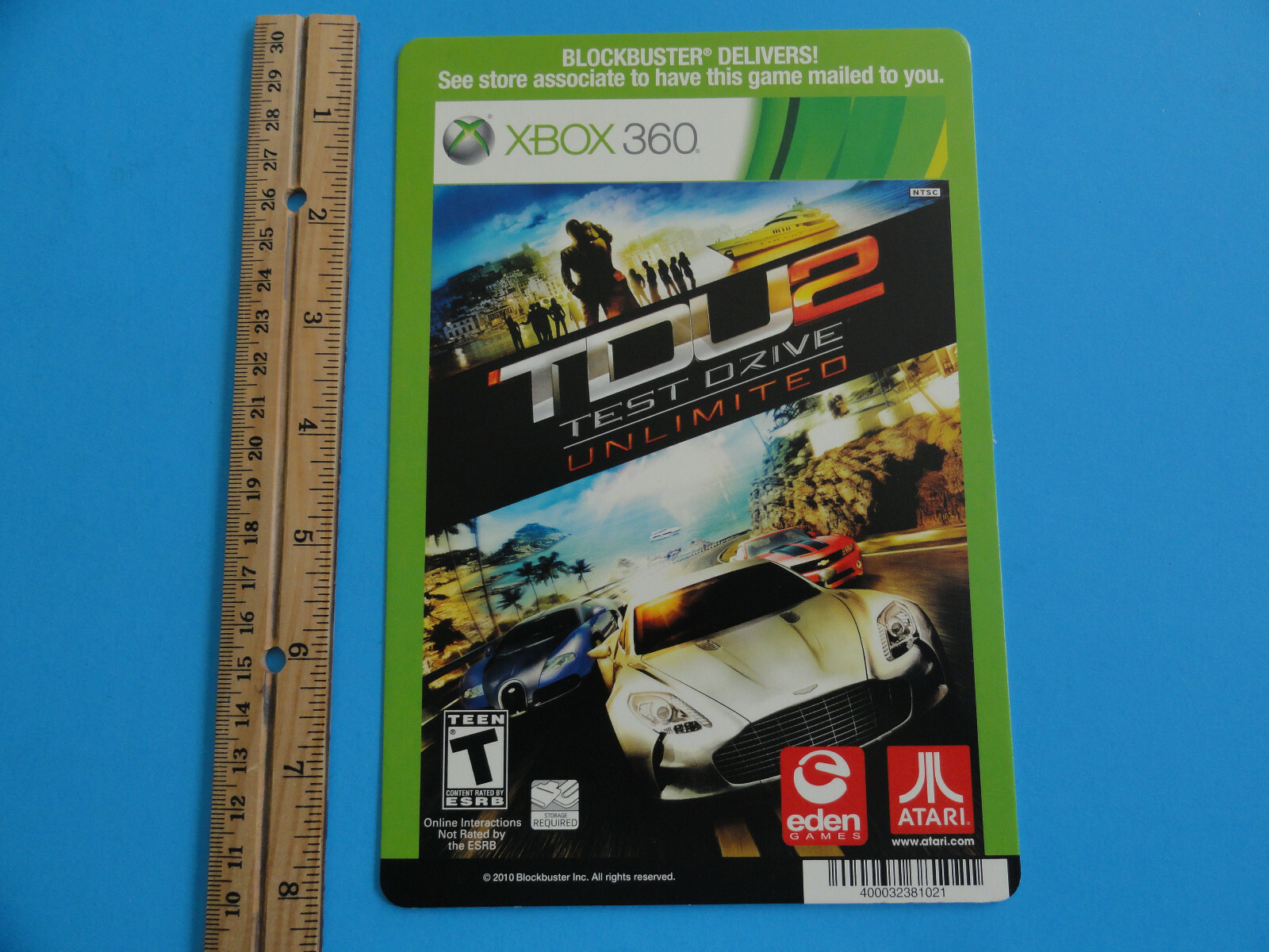 XBOX 360 TDU 2 BLOCKBUSTER VIDEO BACKER CARD 5″X8″ -NO GAME