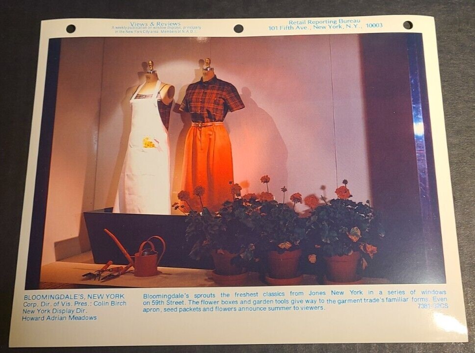 1970s BLOOMINGDALE’S STORE WINDOW DISPLAY PHOTOGRAPH PRINT FLOWER BOXES AND TOOL
