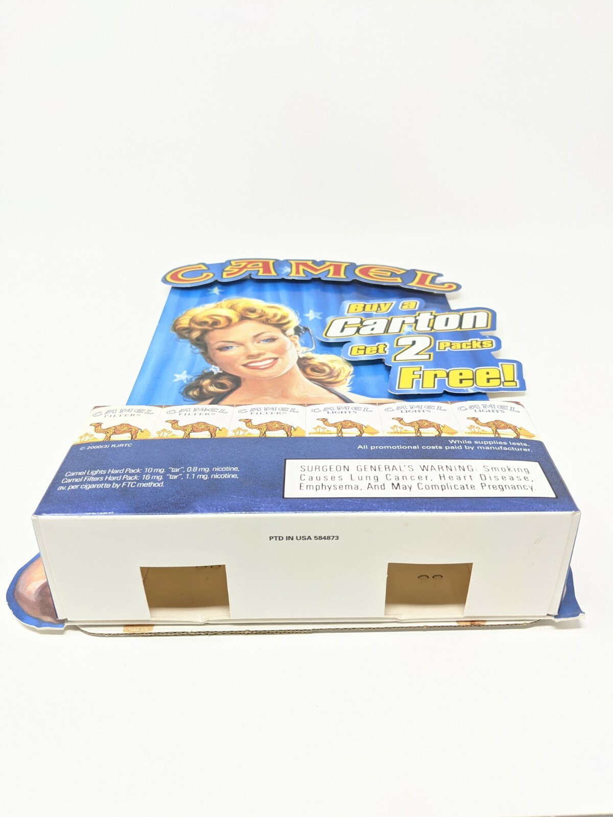 Vintage CAMEL Cigarettes Carton Store Display Advertising Standee 15.5″H x 11″W