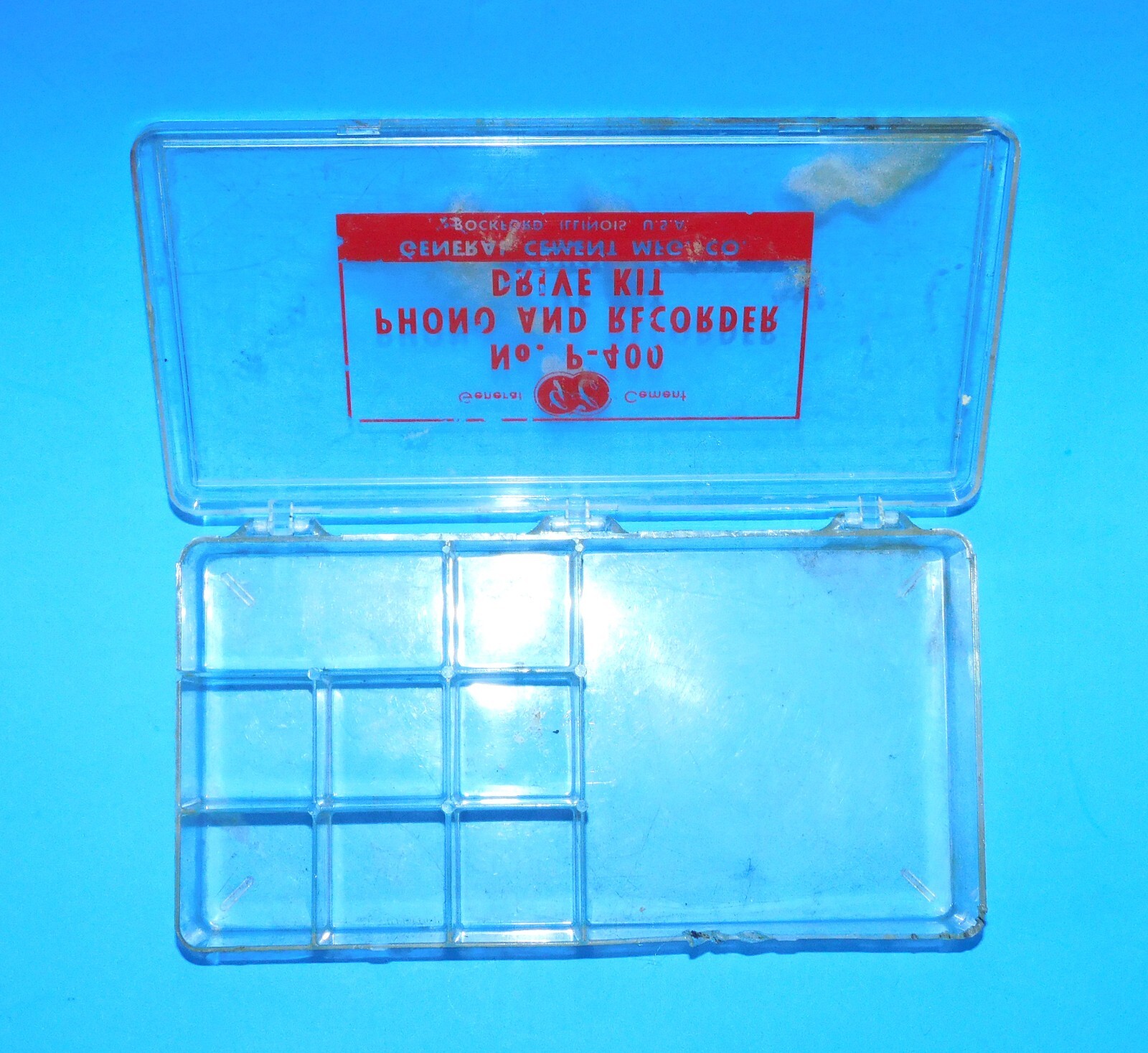 NO. P-400 PHONO AND RECORDER DRIVE KIT GENERAL CEMENT CLEAR PLASTIC BOX