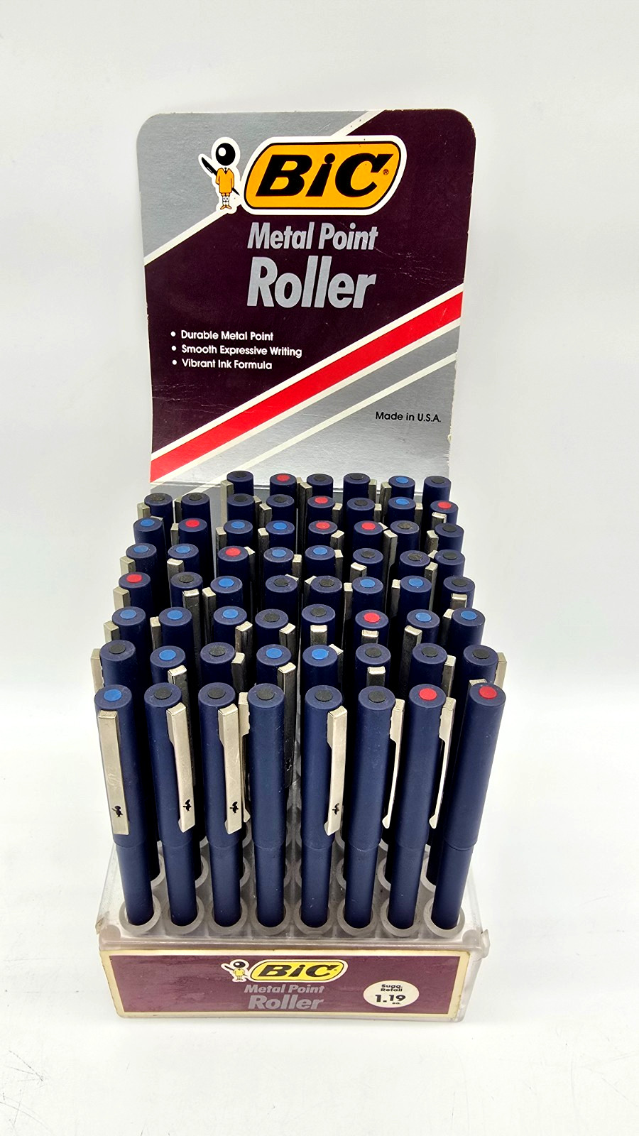 Vintage BIC Metal Point Roller Pens Retail Store Display w/Pens
