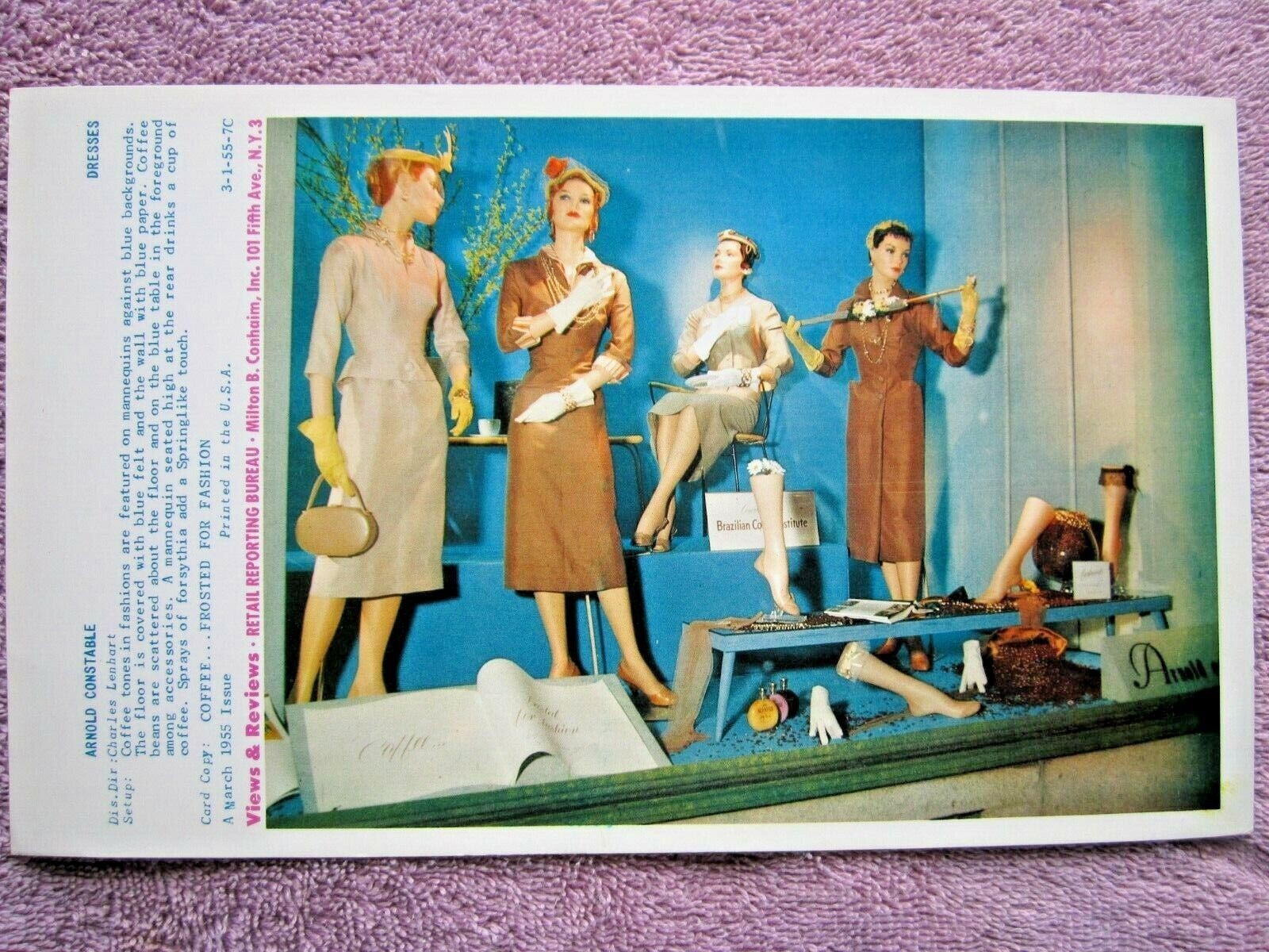 1955 ARNOLD CONSTABLE STORE WINDOW DISPLAY COFFEE DRESSES PHOTOGRAPH PRINT #178