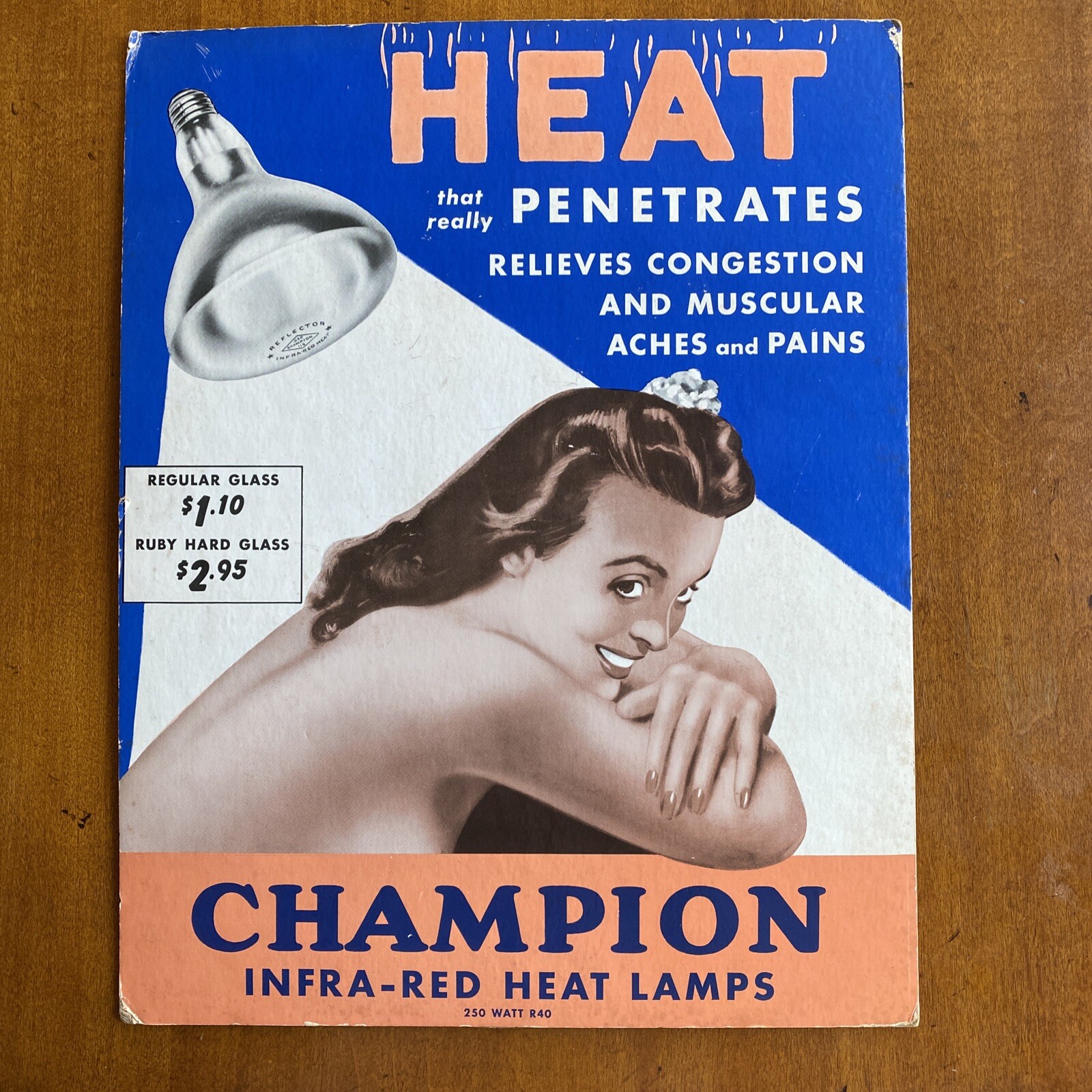 Vintage Champion Light Bulb Lamps Advertising Sign Display Nude Girl Mid Century