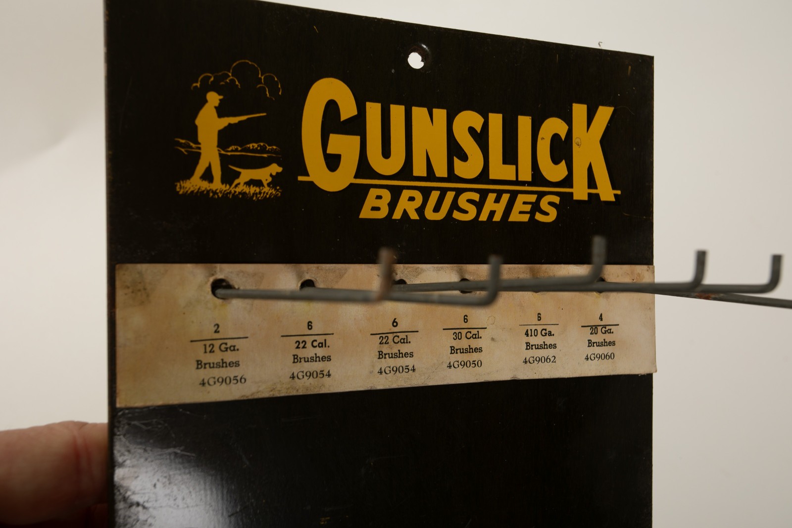 Gunslick Brushes Gun Store Display (B10C/JSF6) Hanging Tin w/Paper Back