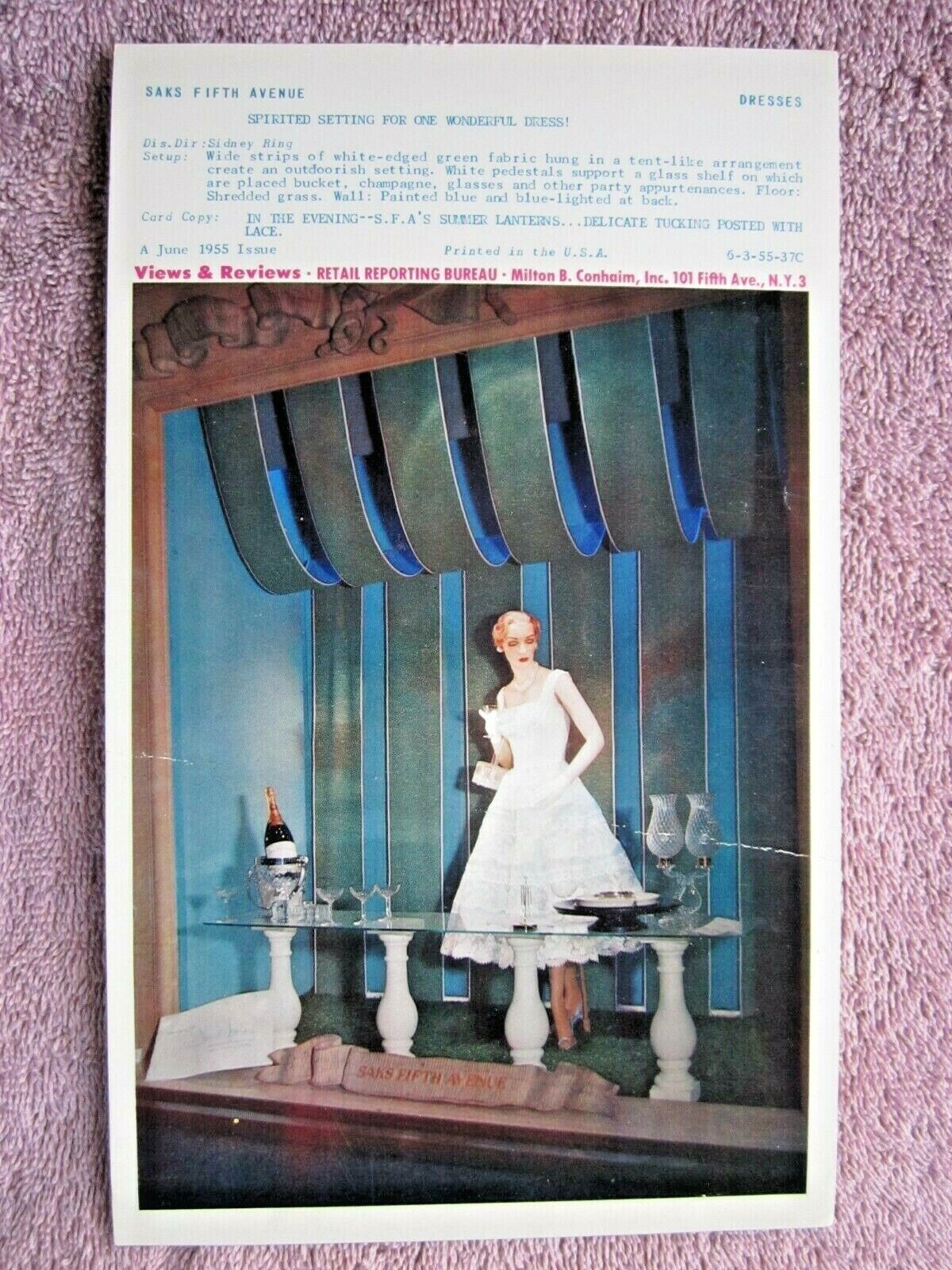 1955 SAKS FIFTH AVE STORE WINDOW DISPLAY SUMMER LANTERNS PHOTOGRAPH PRINT #311