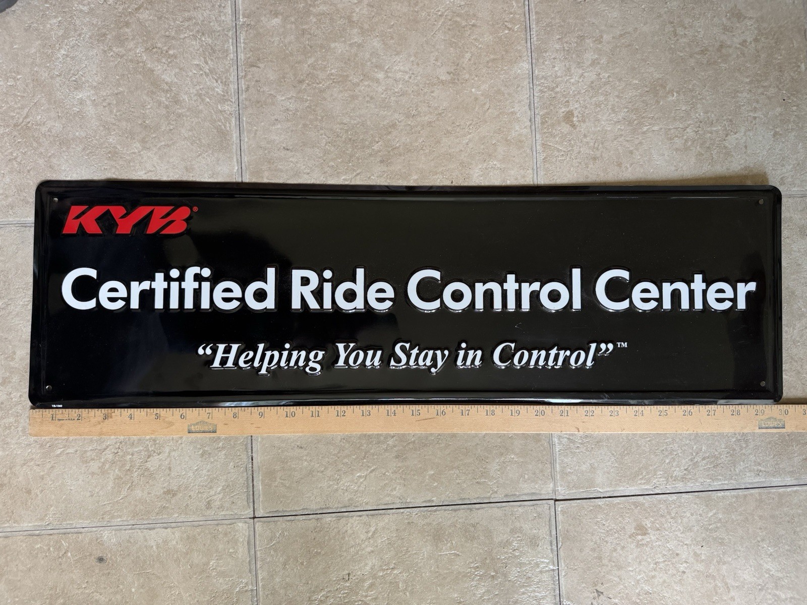 Vintage KYB Shocks Struts Certified Ride Control Store DIsplay Tin Sign 30” × 9”