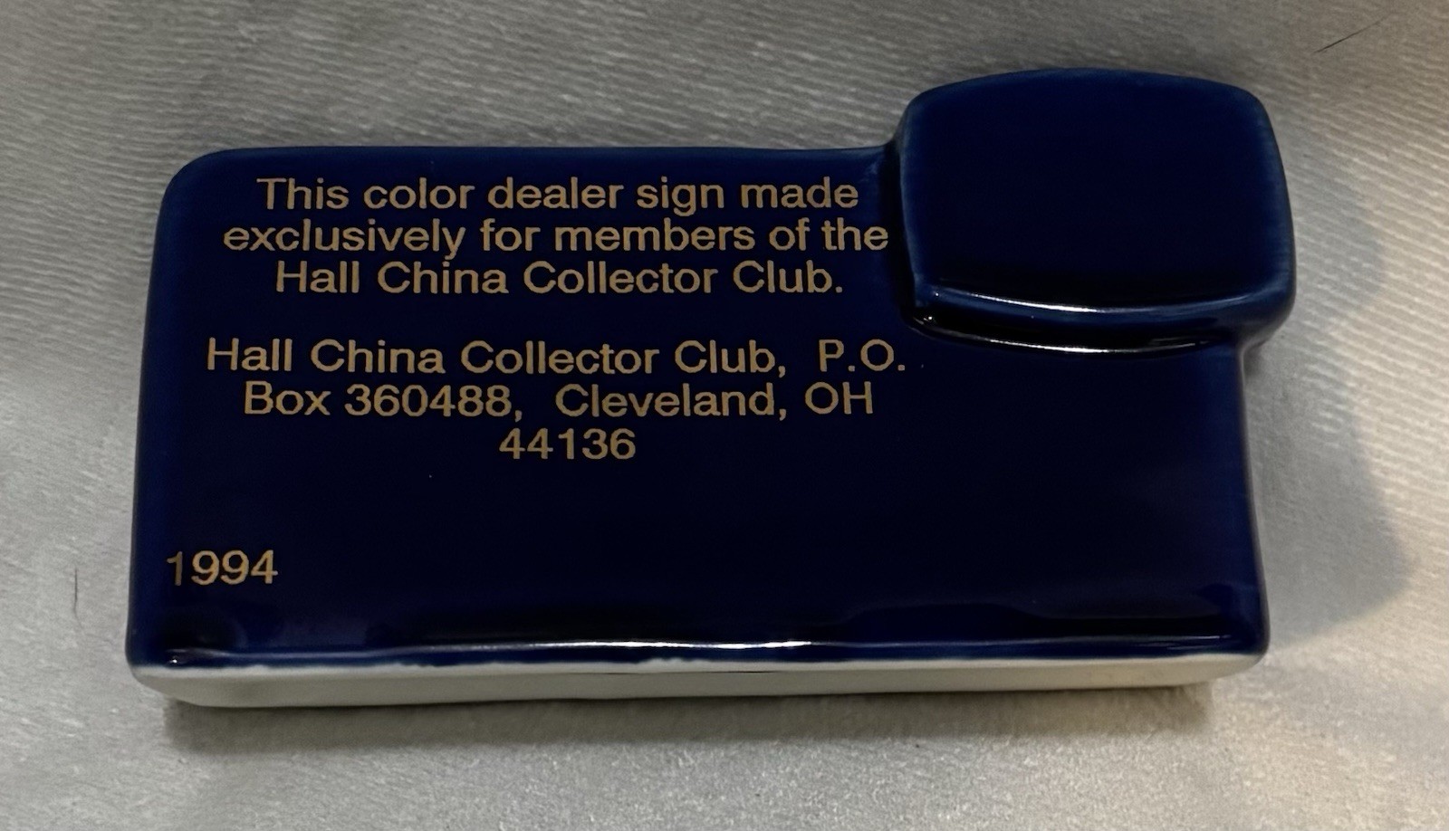 1994 Cobalt Blue Dealer Sign Made Exclusively For Hall China Collectors Club