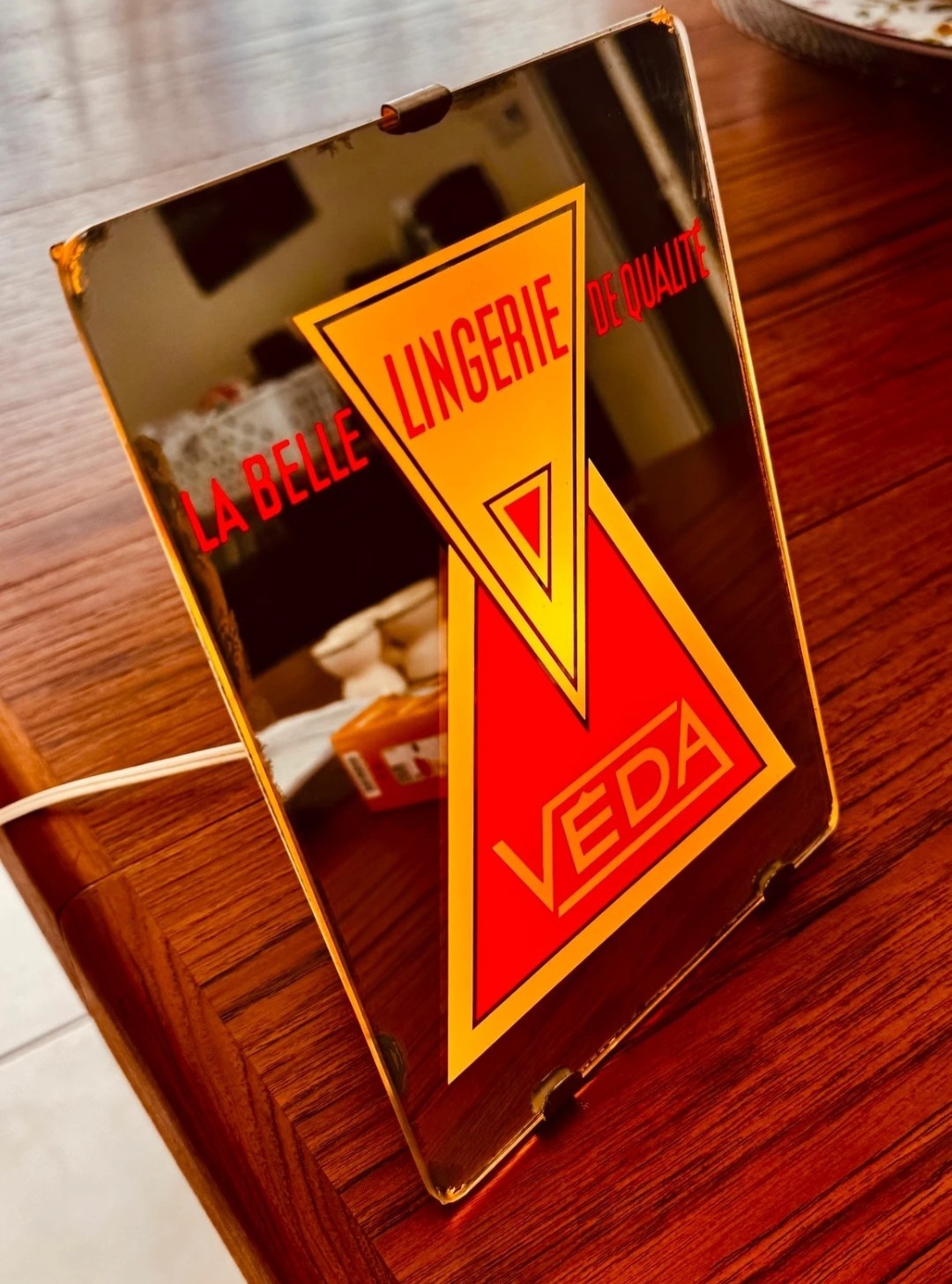 Rare and Gorgeous Veda Lingerie Advertising Mirror Light Table Sign