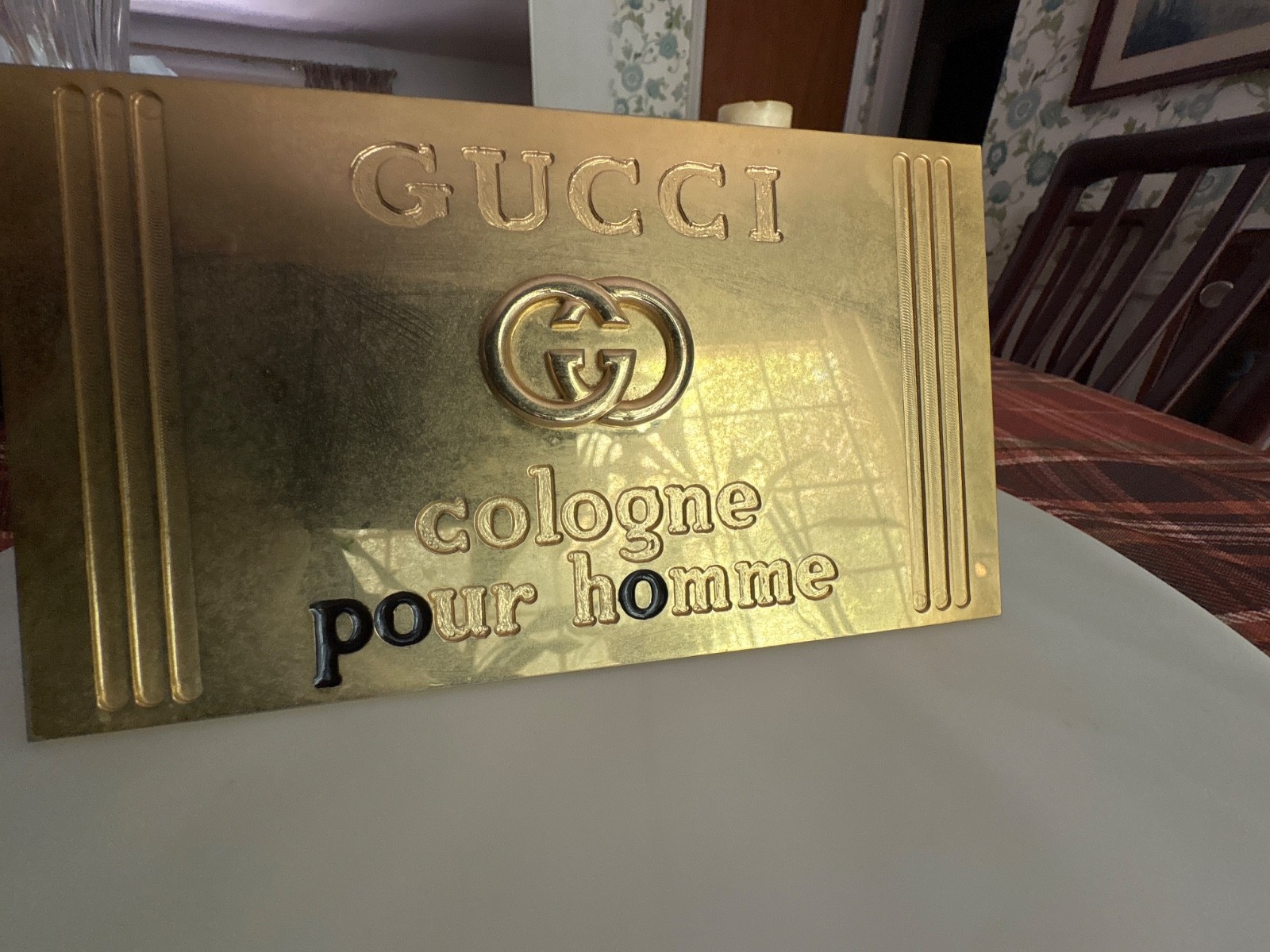 Gucci Italy Brass Metal Display Sign c 1980s