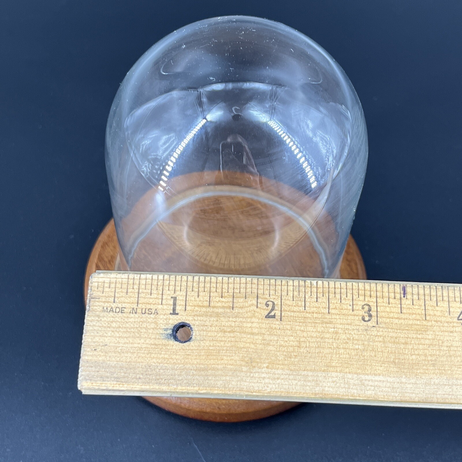 Vintage Glass Dome Wood Base Display Case Made in Taiwan Bard’s