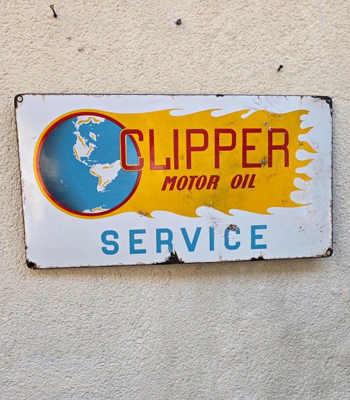 Clipper Motor Oil Enamel Table Sign