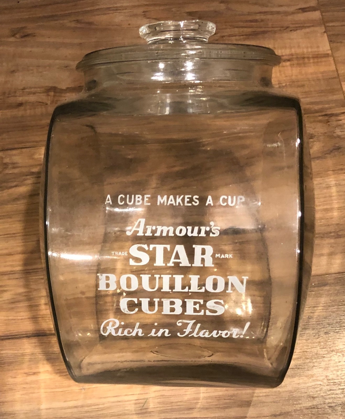 Vintage Art Deco Armour Bouillon Glass Drug Store Counter Display Apothecary Jar